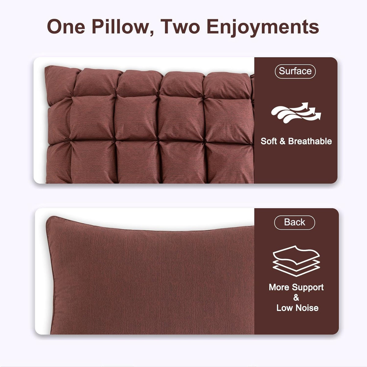 YOUR MOON Soft Pillows Quuen for Sleeping, Support Bed Pillows, Fluffy Down Alternative Pillow, Luxury Hotel Gel Standard Pillows for Side Sleeping (Brown)