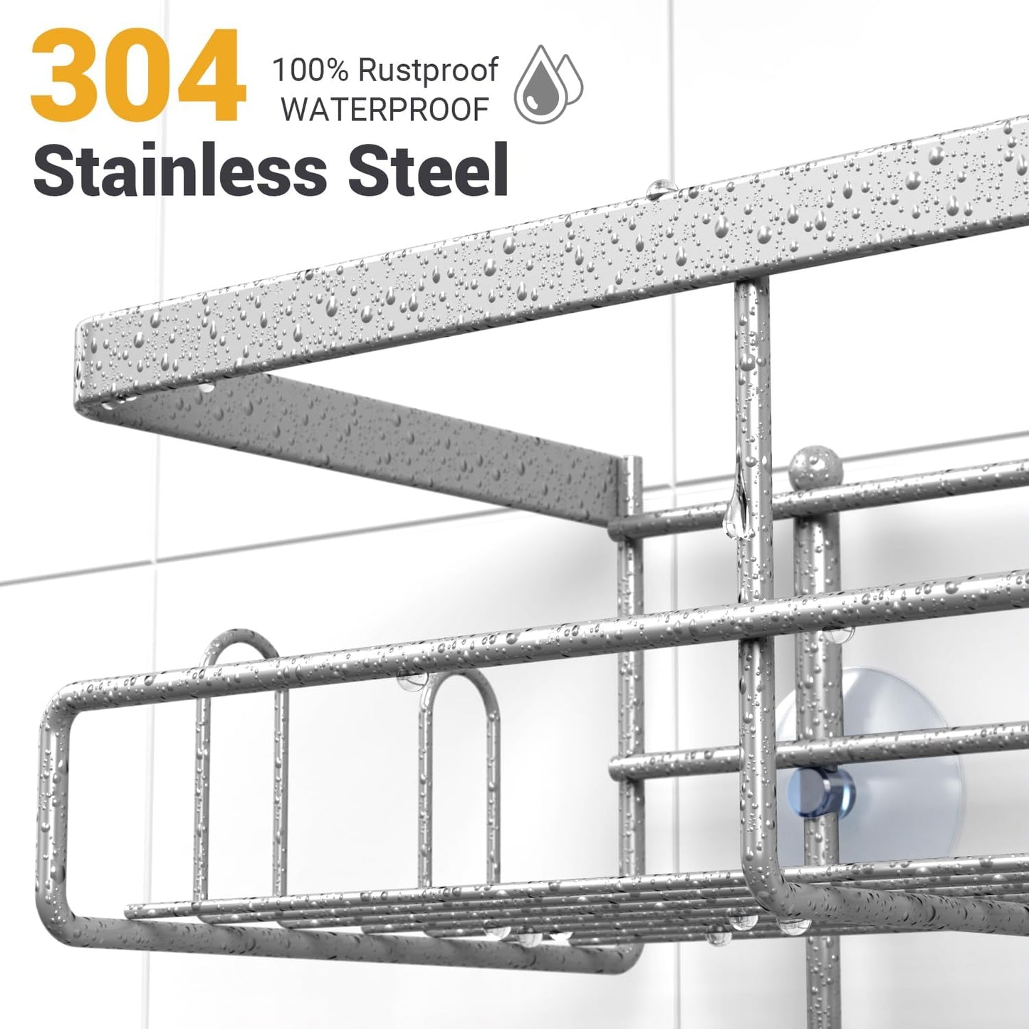 AKTECKE Shower Caddy Hanging Bathroom Organizer: Rustproof Shower Shelf for Inside Shower - No Drilling Shower Racks Over Showerhead - Bath Shelves Rack for Shampoo Soap Chrome
