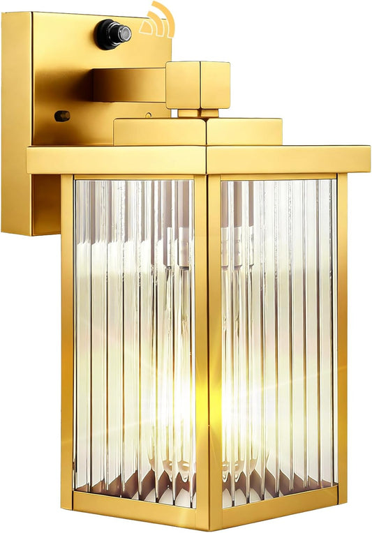 1 Pack Dusk to Dawn Outdoor Lighting, Waterproof Outdoor Porch Light with Tempered Glass, Outdoor Light Fixture for House Exterior Front Door Garage Patio (Gold Color)