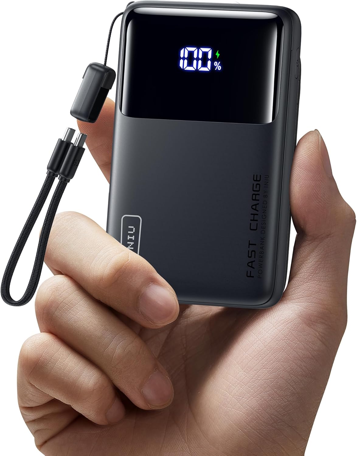 INIU Ultra Compact Portable Charger, 10000mAh 45W Fast Charging Power Bank with Detachable USB-C Cable & Stand, Flight-Safe Travel Battery Pack for iPhone 17 16 15 Pro Max Air, Samsung S26, iPad, etc