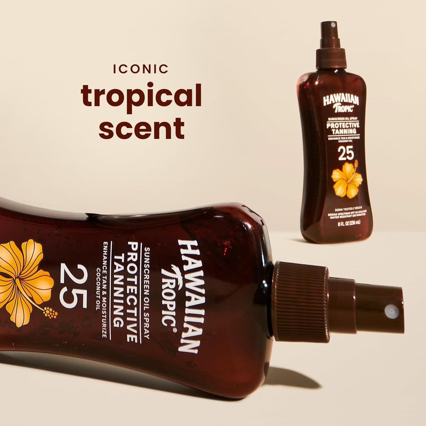 Hawaiian Tropic Protective Tanning Oil Spray Sunscreen SPF 25, 8 Fl Oz