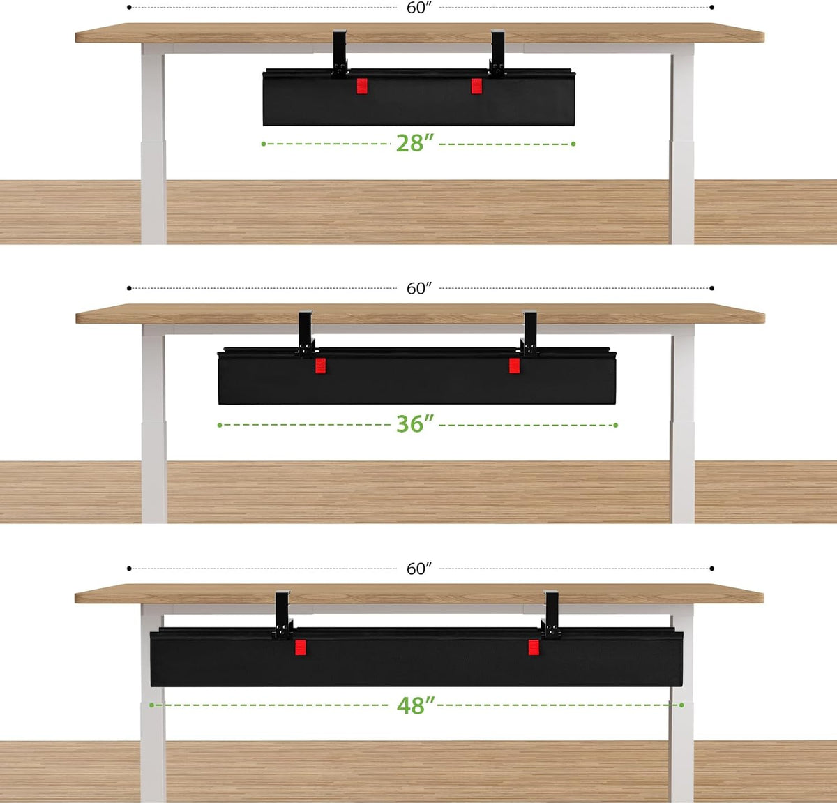 KEEGH No Drill Fabric Under Desk Cable Management Tray 28 in,Black