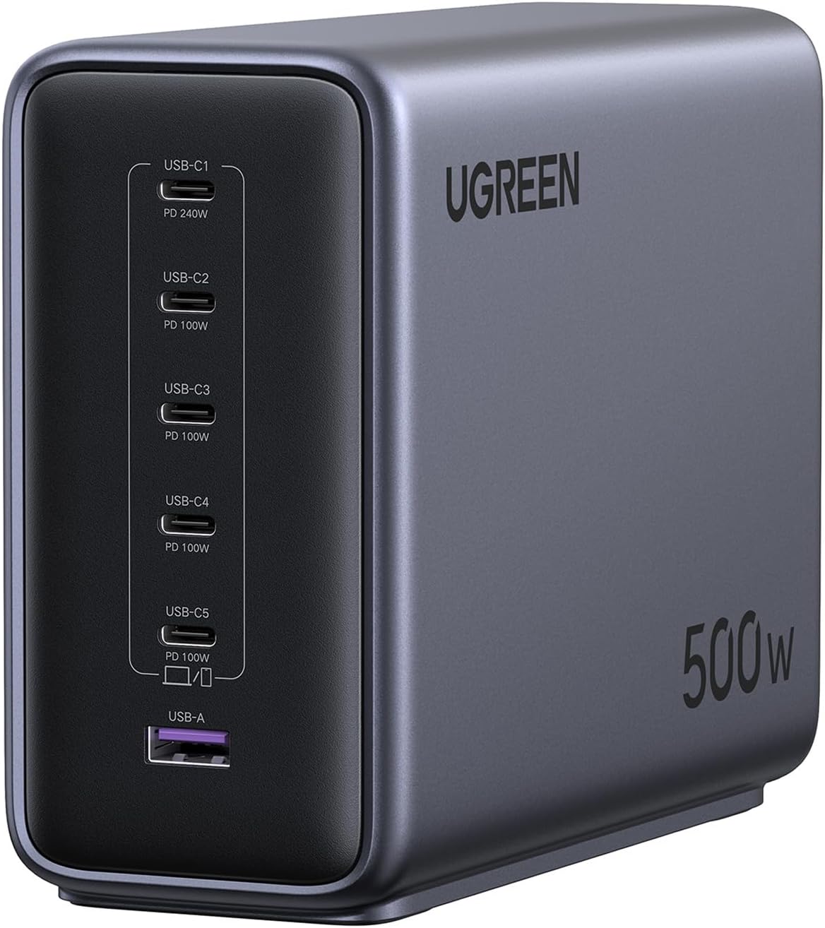 UGREEN Nexode 500W GaN Charging Station, 6-Port USB-C & USB-A with 240W Single Port, Smart Temperature Control & Space-Saving Design for iPhone 17/16/15, Galaxy S25/S24, MacBook Pro/Air, iPad, Laptops