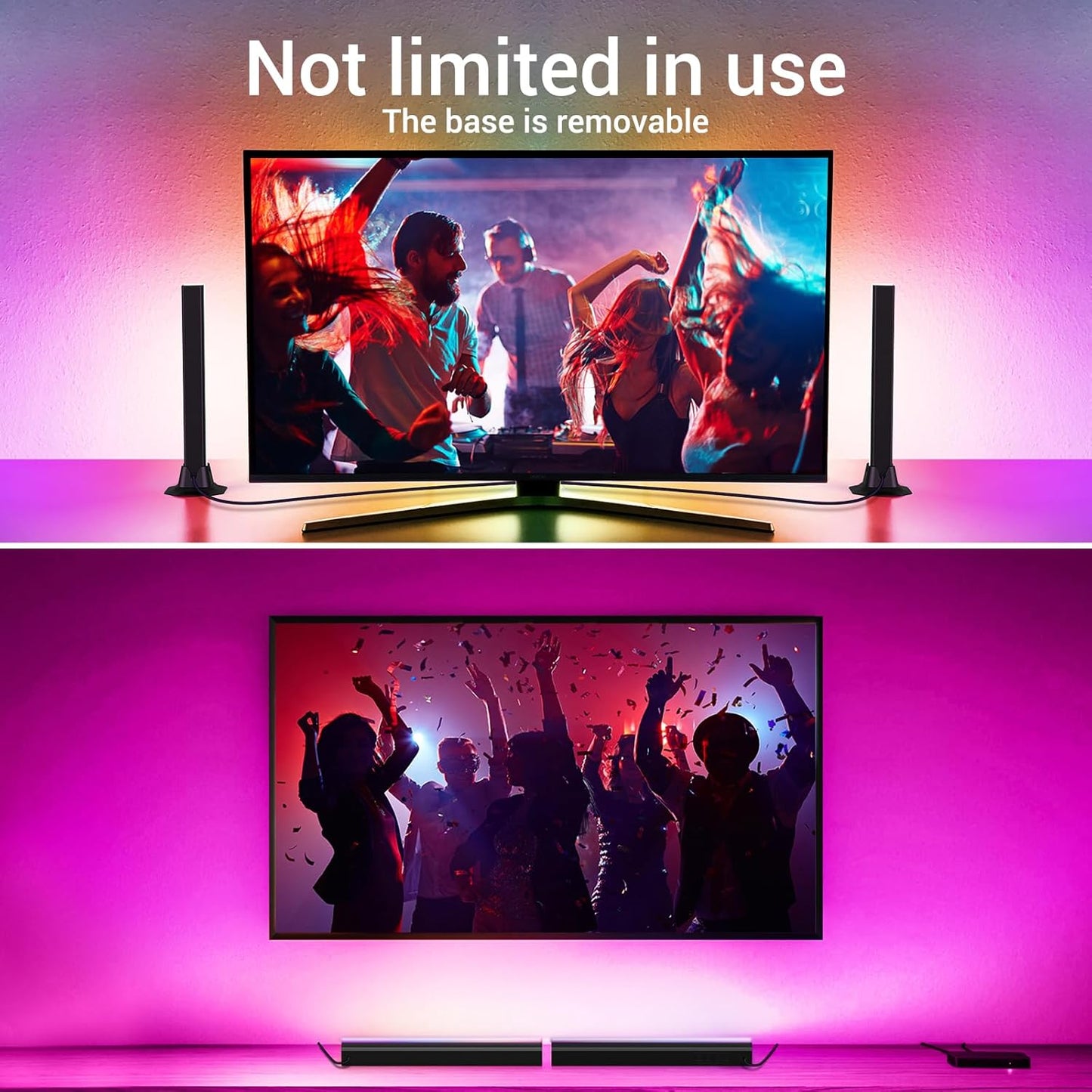velted RGB Light Bar, Music Sync RGB IC LED Lights Bars, USB Powered Ambient Lighting, Remote Control Color Changing Gaming TV Backlight, 8 Dynamic Modes for PC Room Monitor Desk