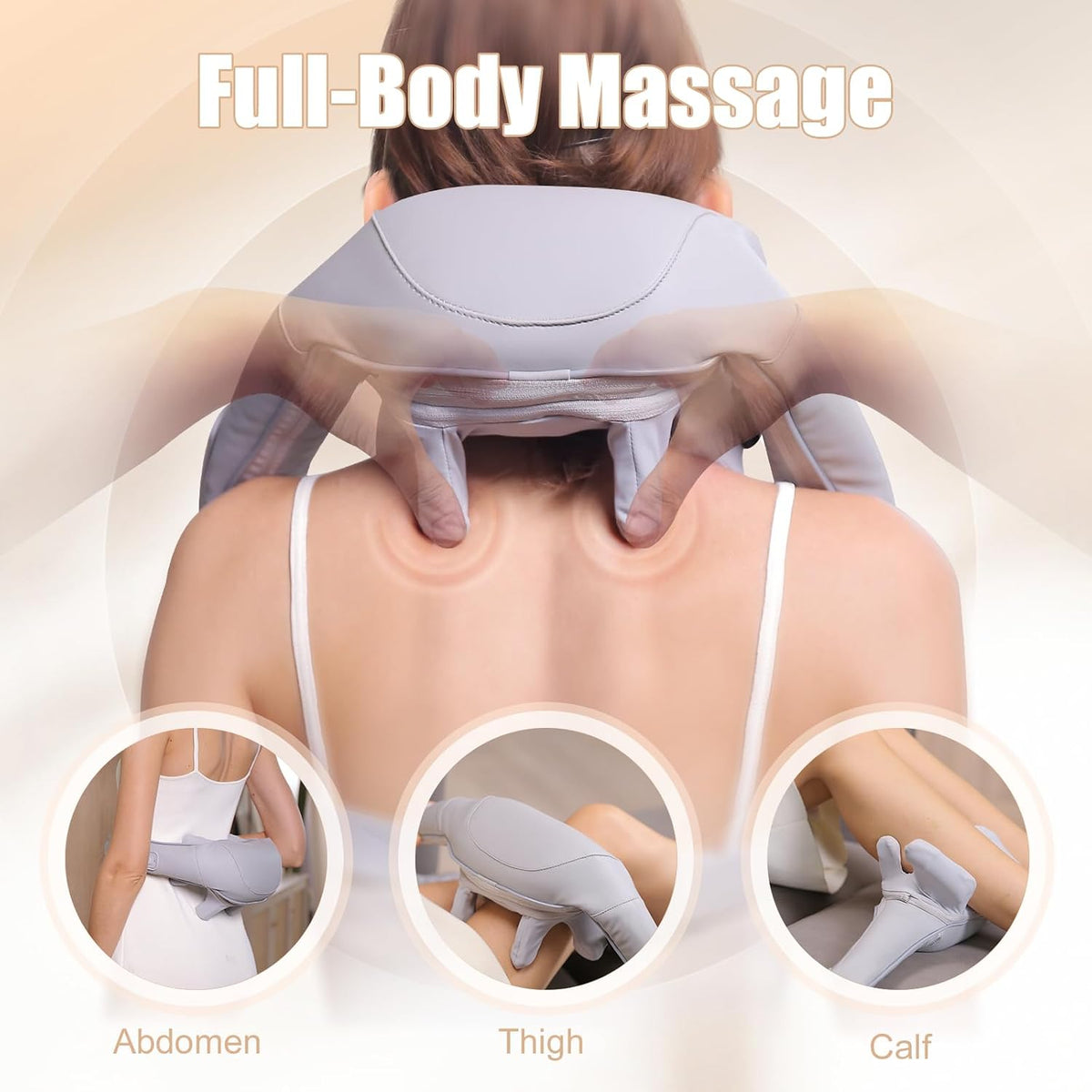 MASGRE Shiatsu Neck and Shoulder Massager, Cordless Back Massager with Heat