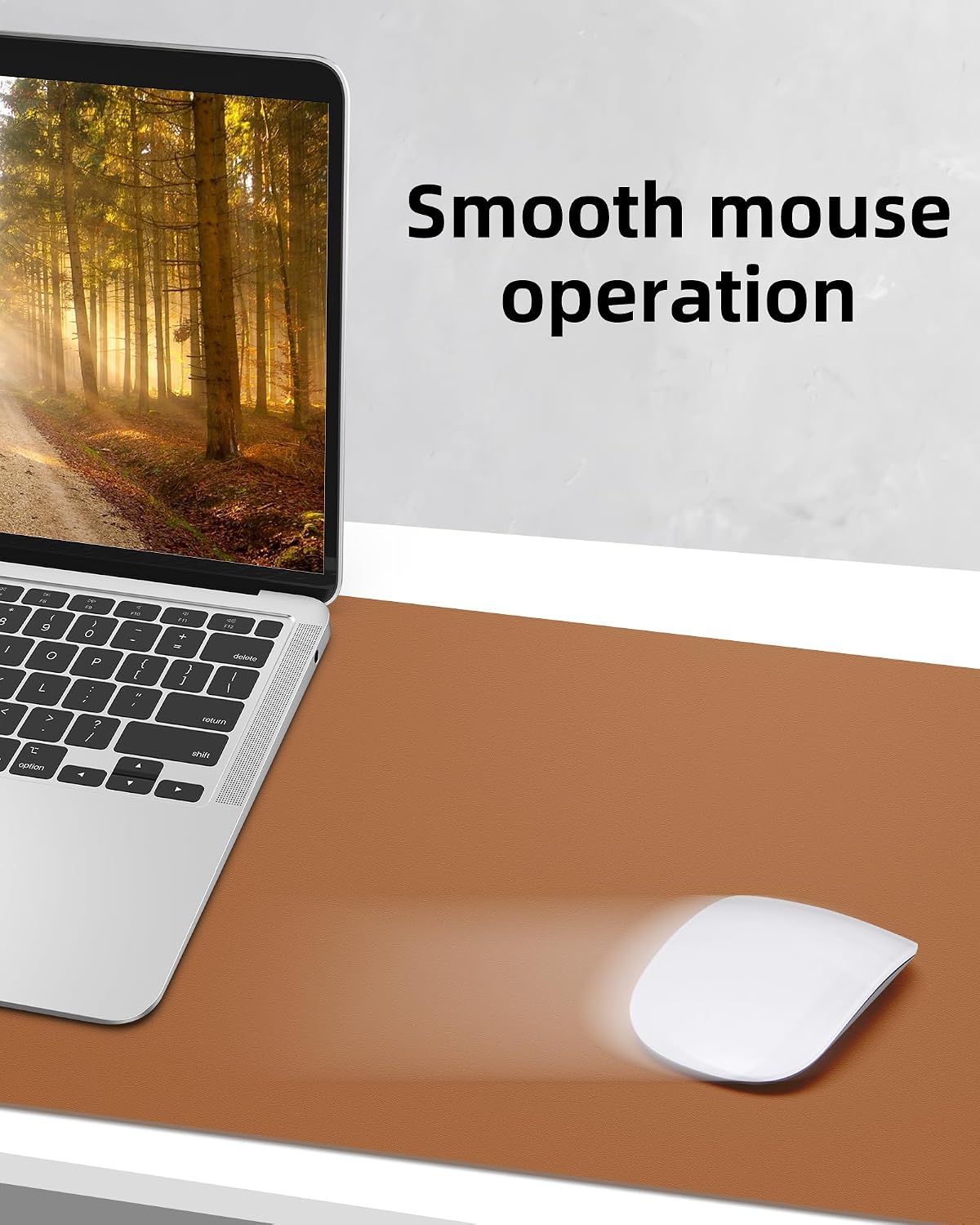 AFIING Leather Desk Pad Protector,Mouse Pad,Office Desk Mat, Non-Slip PU Leather Desk Blotter,Large desk mat,Waterproof Keyboard mat for Office/Home/Decor (Light Brown,48"" x 17"")