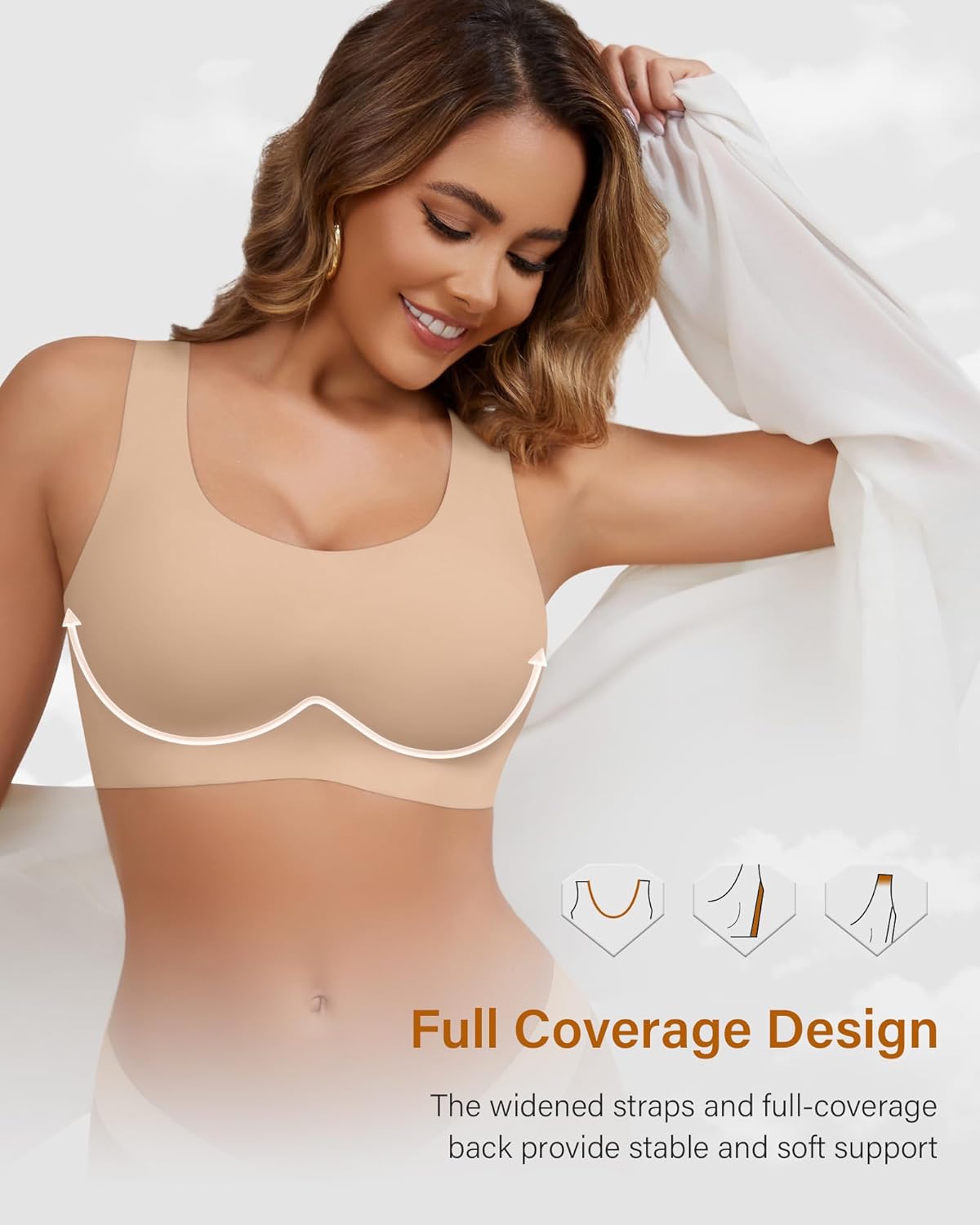 Wireless Bras for Women No Underwire Seamless Full Coverage T-Shirt Pullover Sleep Bra Comfort Lounge Bralette