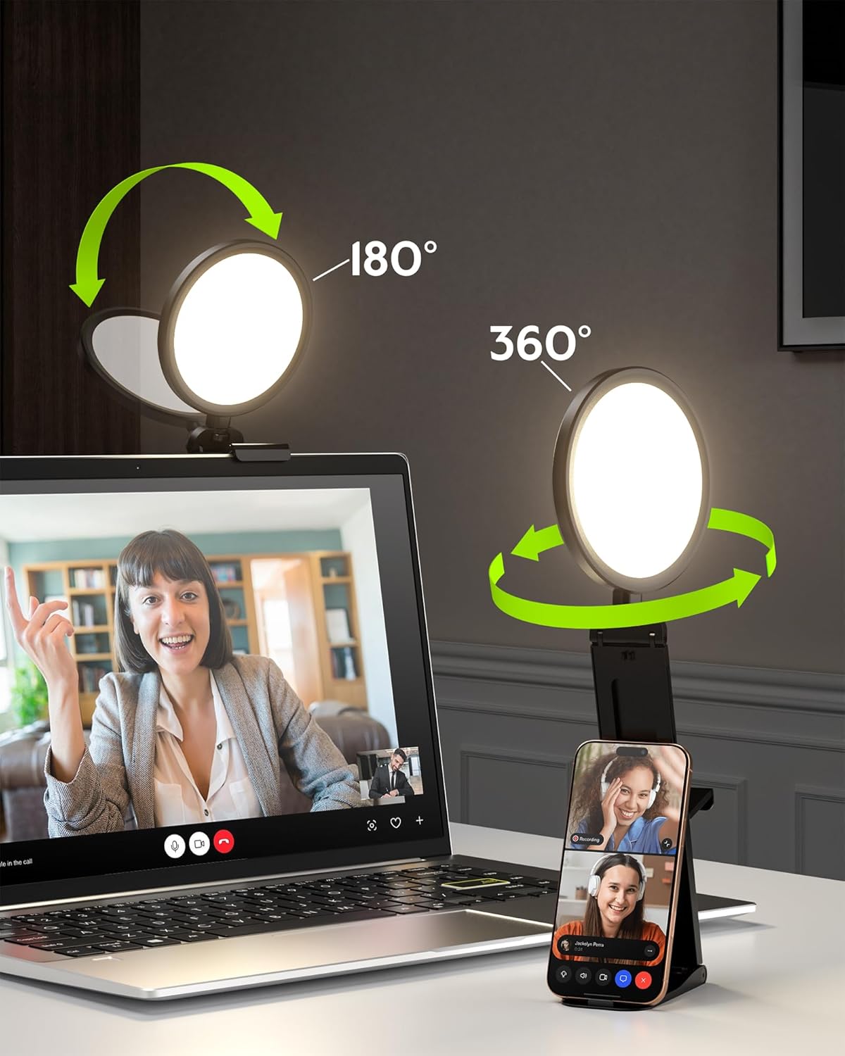 5" Ring Light for Computer, Eye-Caring & Flicker-Free Lighting for Zoom Meetings, Video Call, Recording, Streaming, Portable Light for Laptop, Monitor & Webcam with 50 Modes (3000K-6500K) CRI>97.8