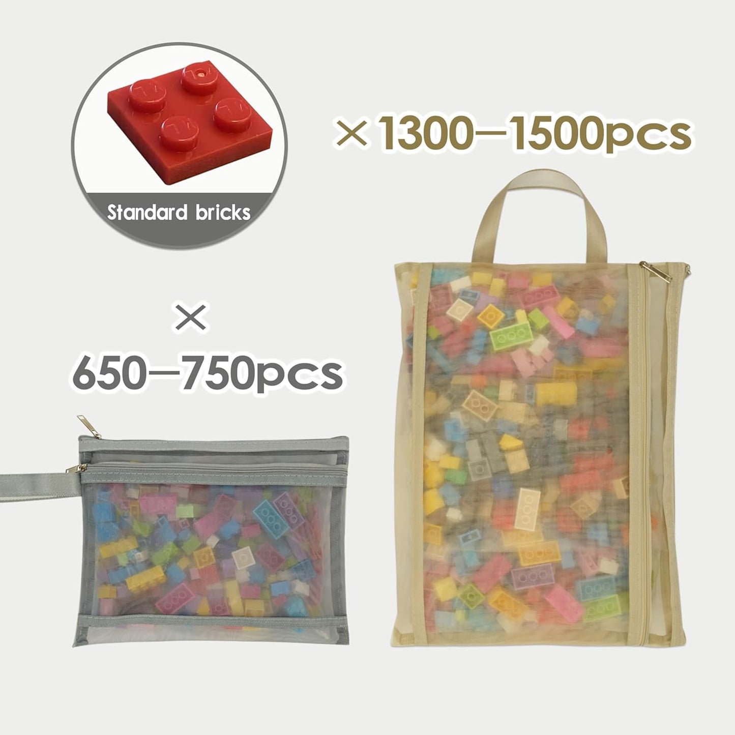10 Pack Colored Mesh Zipper Pouch Bags, Double-Layer Nylon Puzzle Building Block Sets Toy Storage & Organization, Breathable See Through A4 Zipper Pouch with Handle for School Games