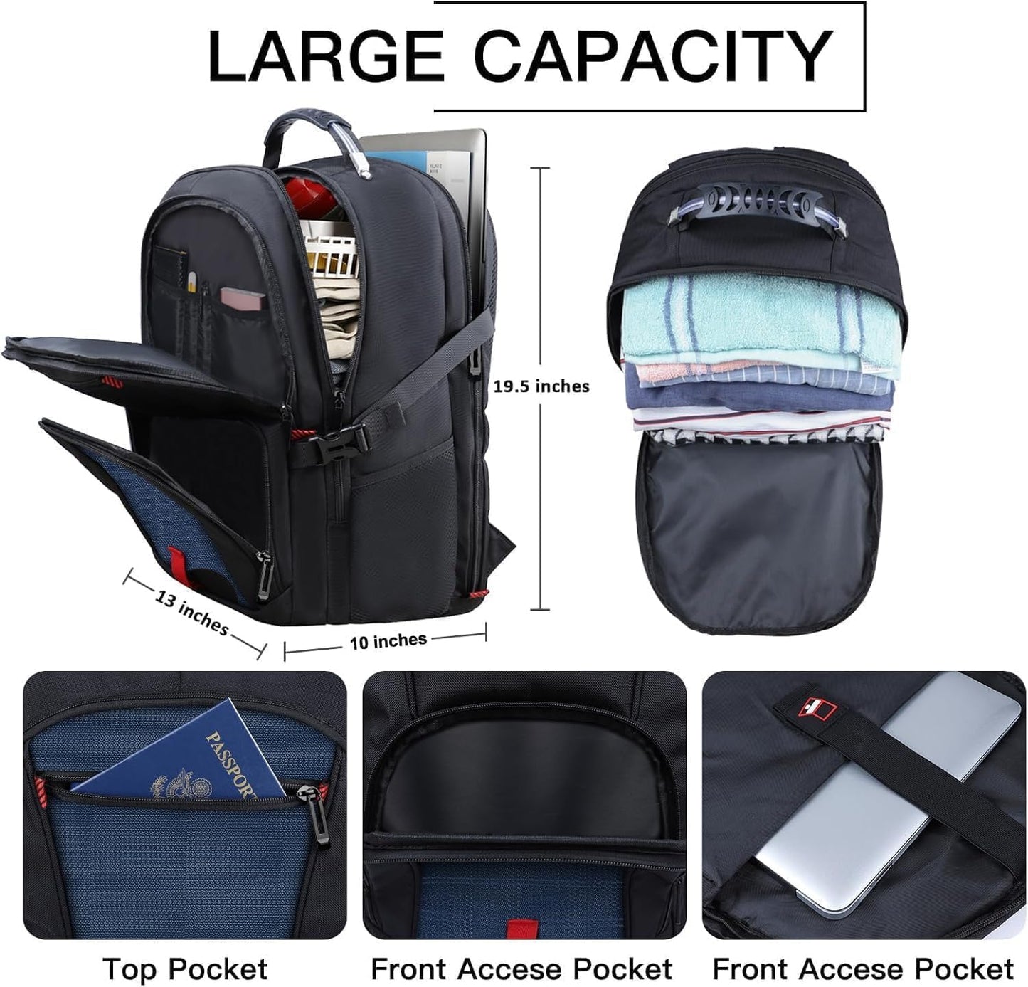 ANTERK Extra Large Backpack, Travel Laptop Backpack, Sturdy TSA Water Resistant 17.3 Inch Backpacks, Anti Theft Business Computer Backpacks Gifts for Men Women, Blue