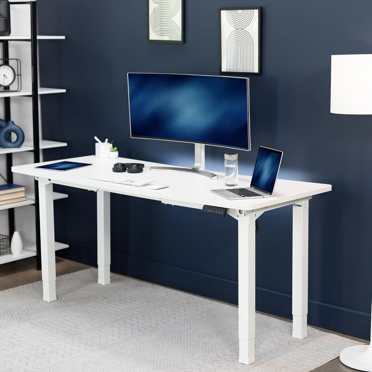 VIVO Electric 4-Leg Dual Motor Standing Desk Frame for Table Tops up to 84 x 43 inches and 220 lbs, Memory Controller Height Adjustment, Frame Only, White, DESK-E4W