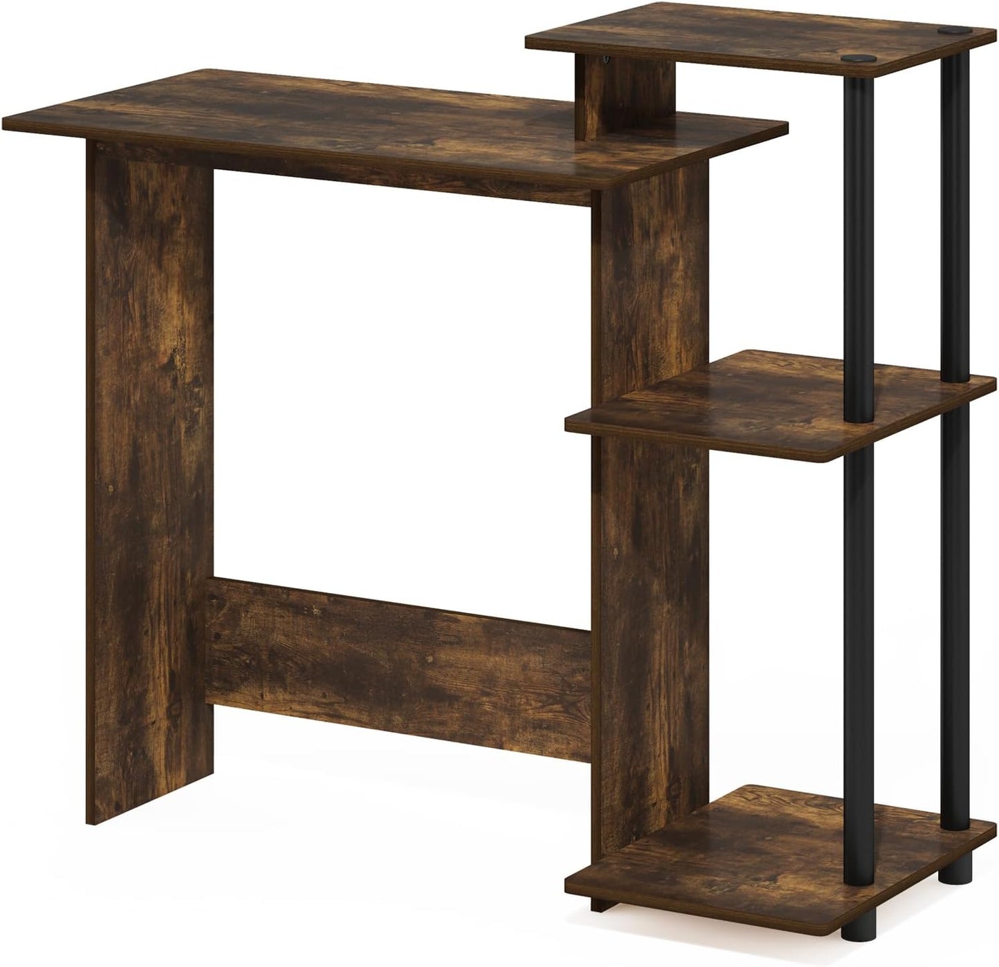 Furinno EFFICIENT Desk, 28.6" Wide Gaming Desk with 3 Open Side Shelves, Laptop Notebook Computer Desk, Office Desk for Home Office, Study Room, Dorm, Bedroom, Amber Pine