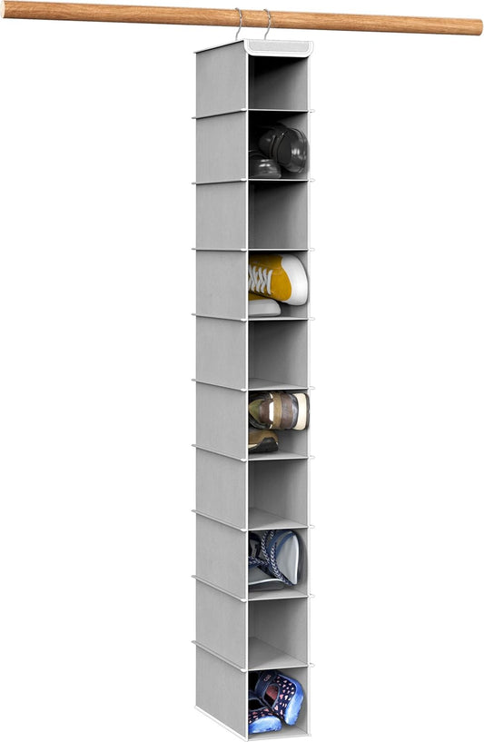 Simple Houseware 10 Shelves Hanging Shoes Organizer Holder for Closet, Grey
