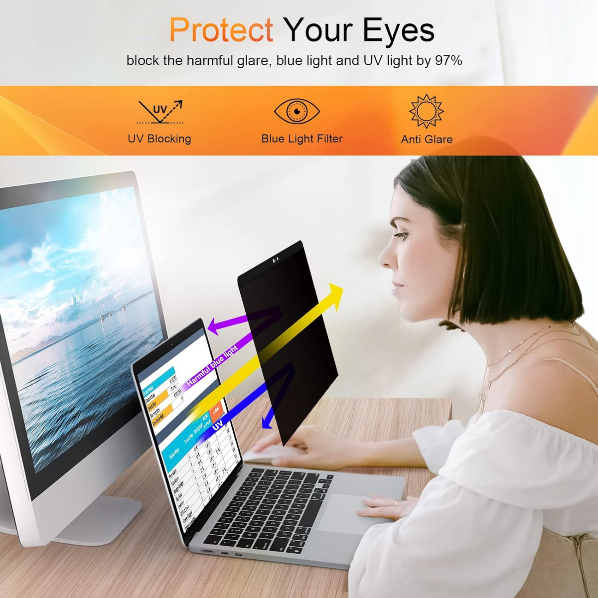 Mamol Privacy Screen MacBook Pro 16 Inch 2019 (A2141), Magnetic Removable Anti Glare Blue Light Filter Privacy Screen Protector with Webcam Cover for 16'' Apple Mac Laptop