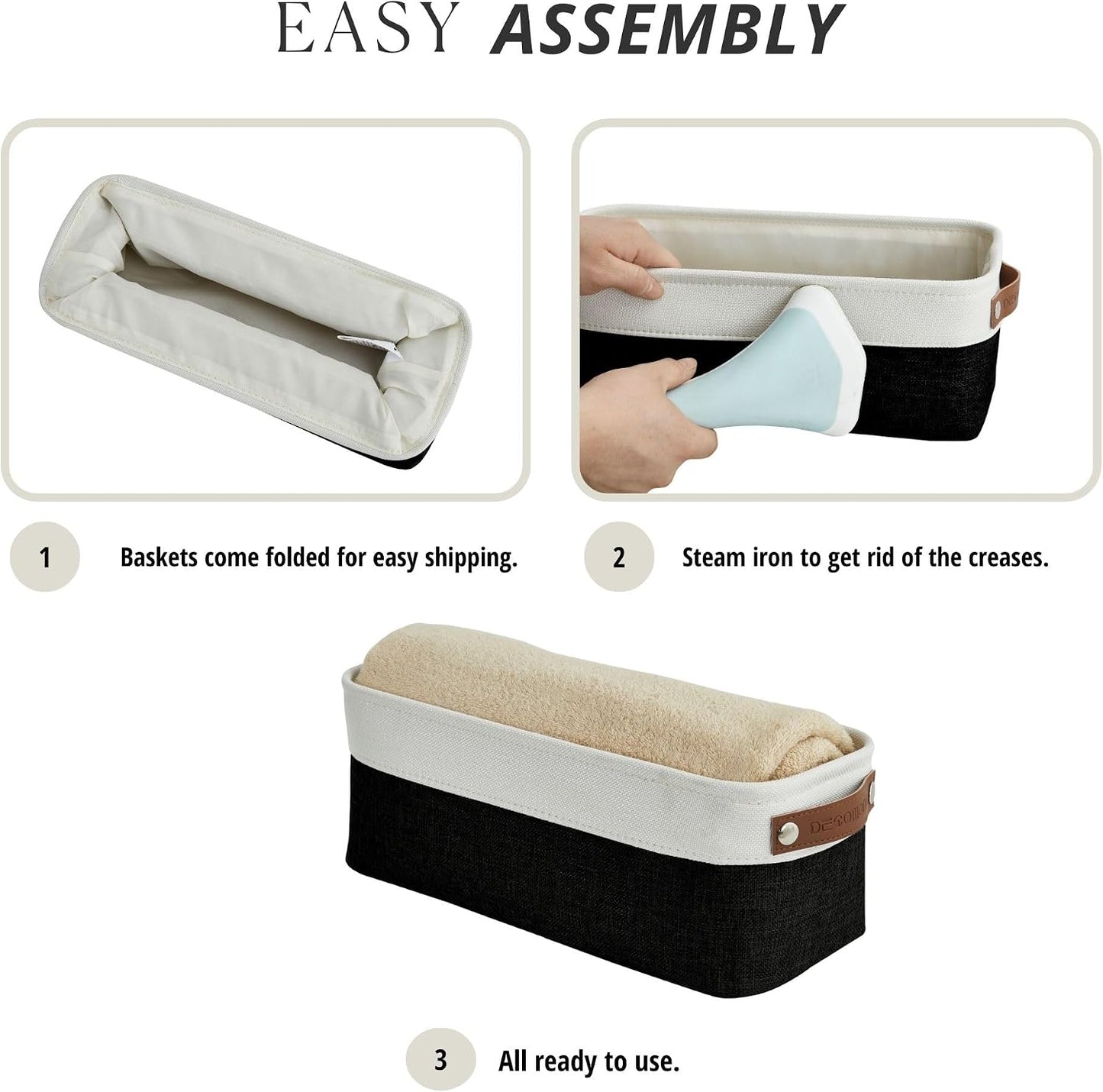 DECOMOMO Narrow Storage Bins, Small Storage Baskets for Shelves 4 Pack