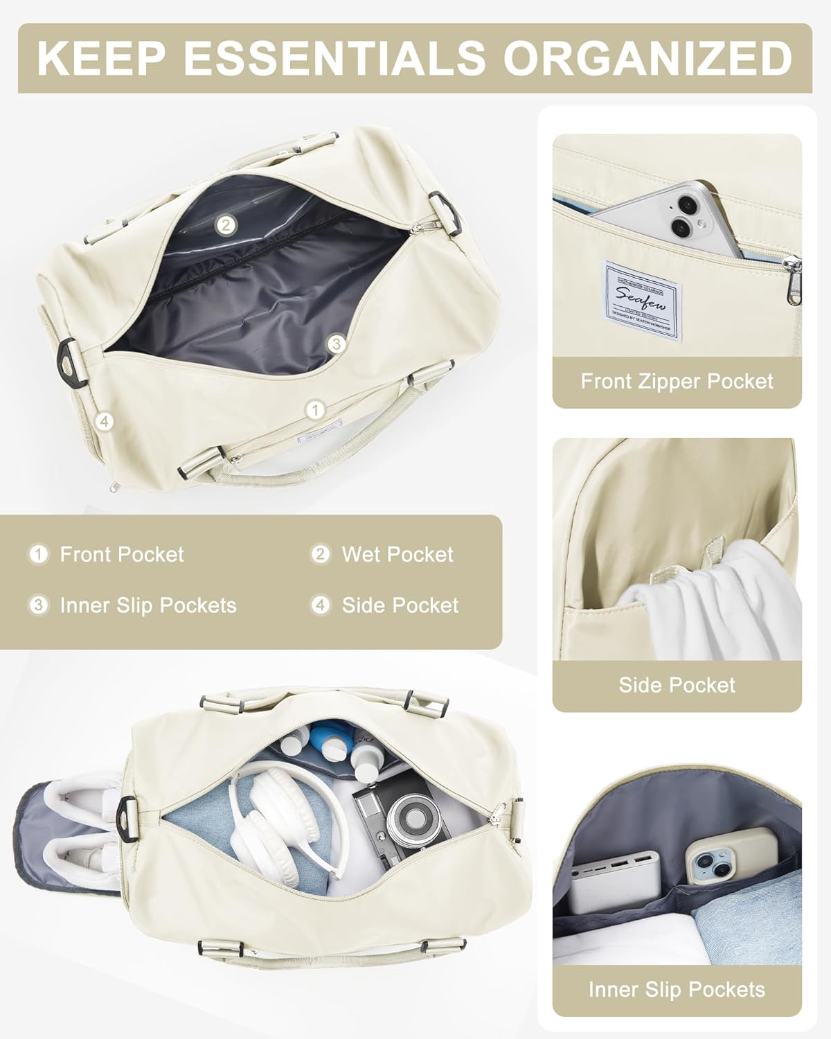 Gym Bag Womens Mens with Shoes Compartment and Wet Pocket Travel Duffel Bag for Women for Plane Sport Gym Tote Bags Swimming Yoga Small Waterproof Weekend Overnight Carry on Bag Hospital Holdalls