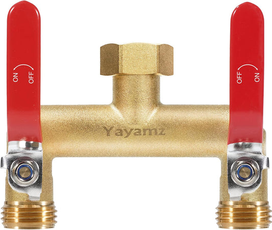 2 Way Garden Hose Splitter, 3/4" GHT Outdoor Water Spigot Splitter