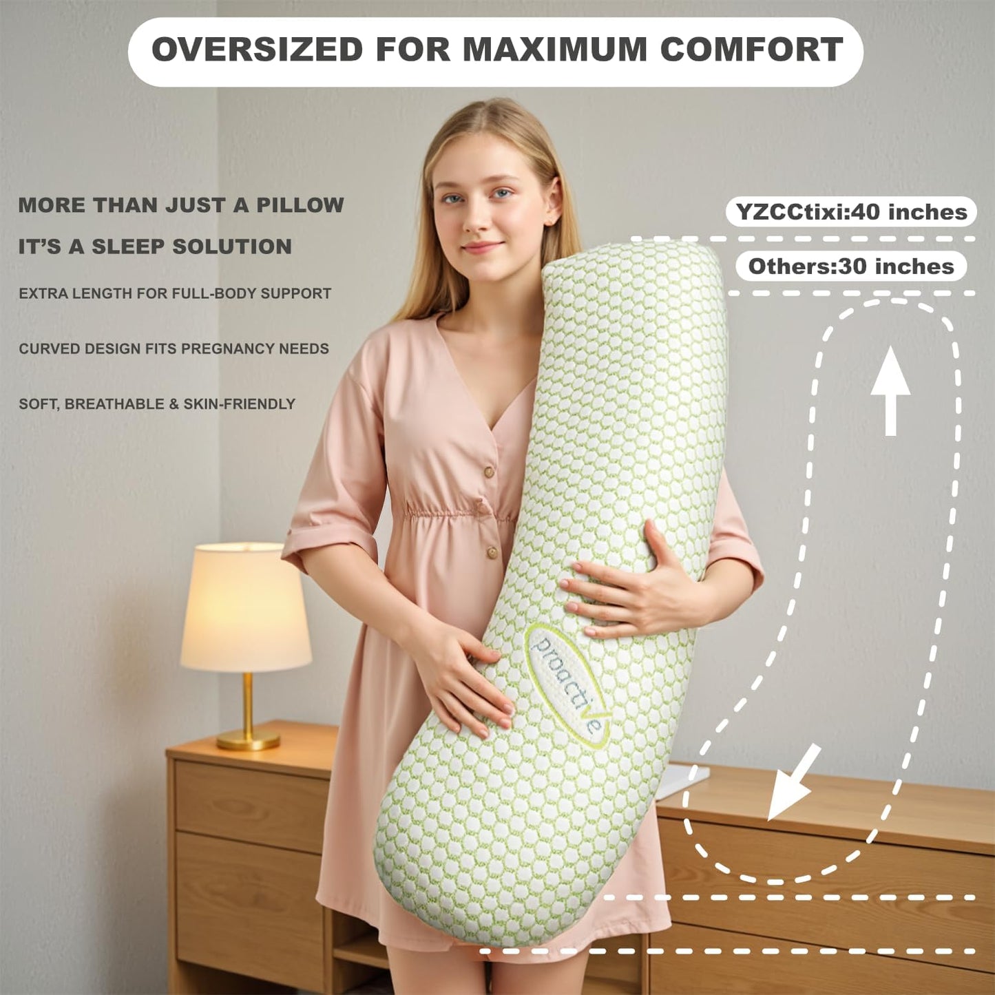Pregnancy Pillow - Adjustable Maternity Support for Back & Belly, Multi-Use Body Pillow with Soft Cover, Must-Have for Pregnancy