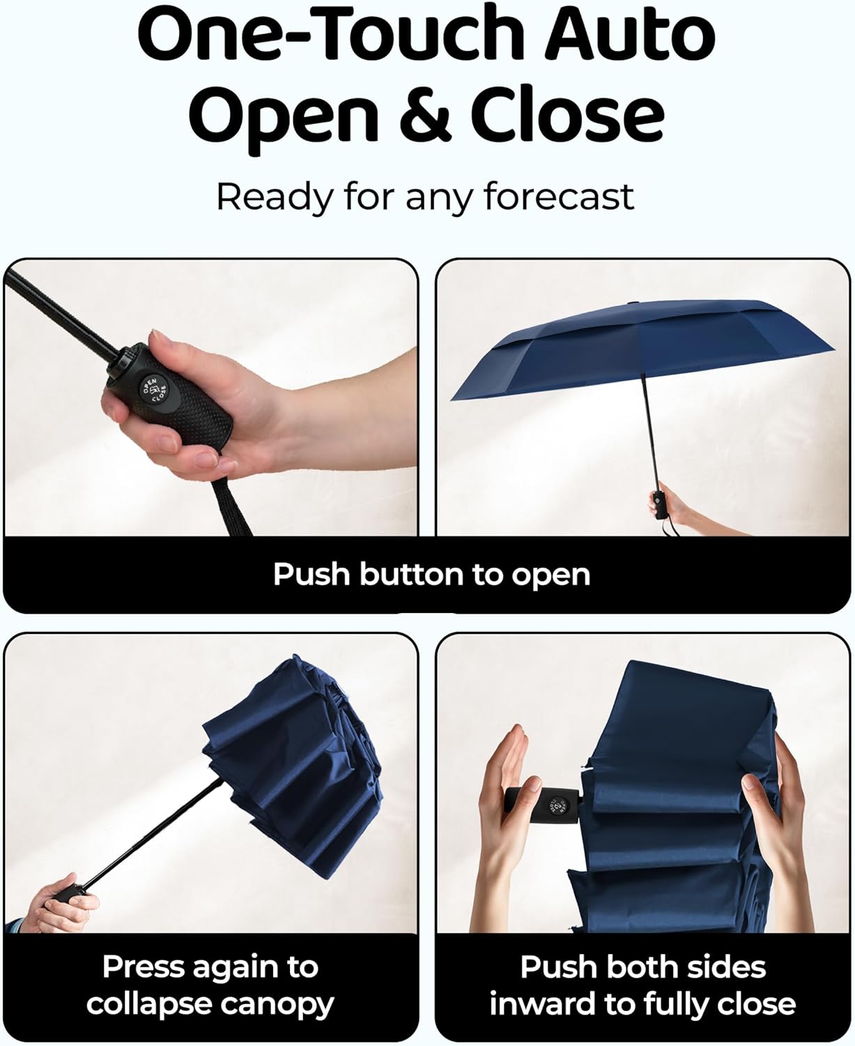 Repel Windproof Travel Umbrella - Compact & Withstands Winds up to 100MPH , Strongest Premium Auto Folding Umbrella for Rain and Sun - Durable, Light & Portable for Women & Men , Fits Backpack & Cars