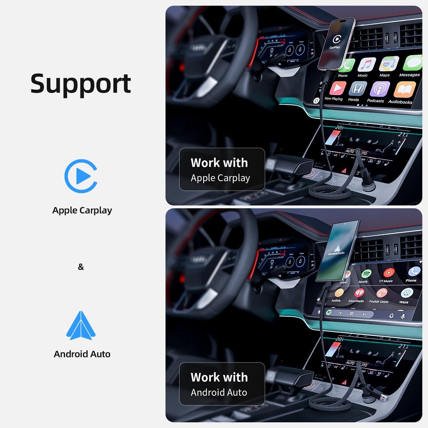 4 in 1 Charging Cable Fast Charging 65W, USB C Cable 4-in-1 USB Multi Charging Cable with E-Mark Chip, Multiple iPhone Charger Cord for iPhone 17-12 Series/Pad/Android/Tablets More, Carplay Cable(4FT)