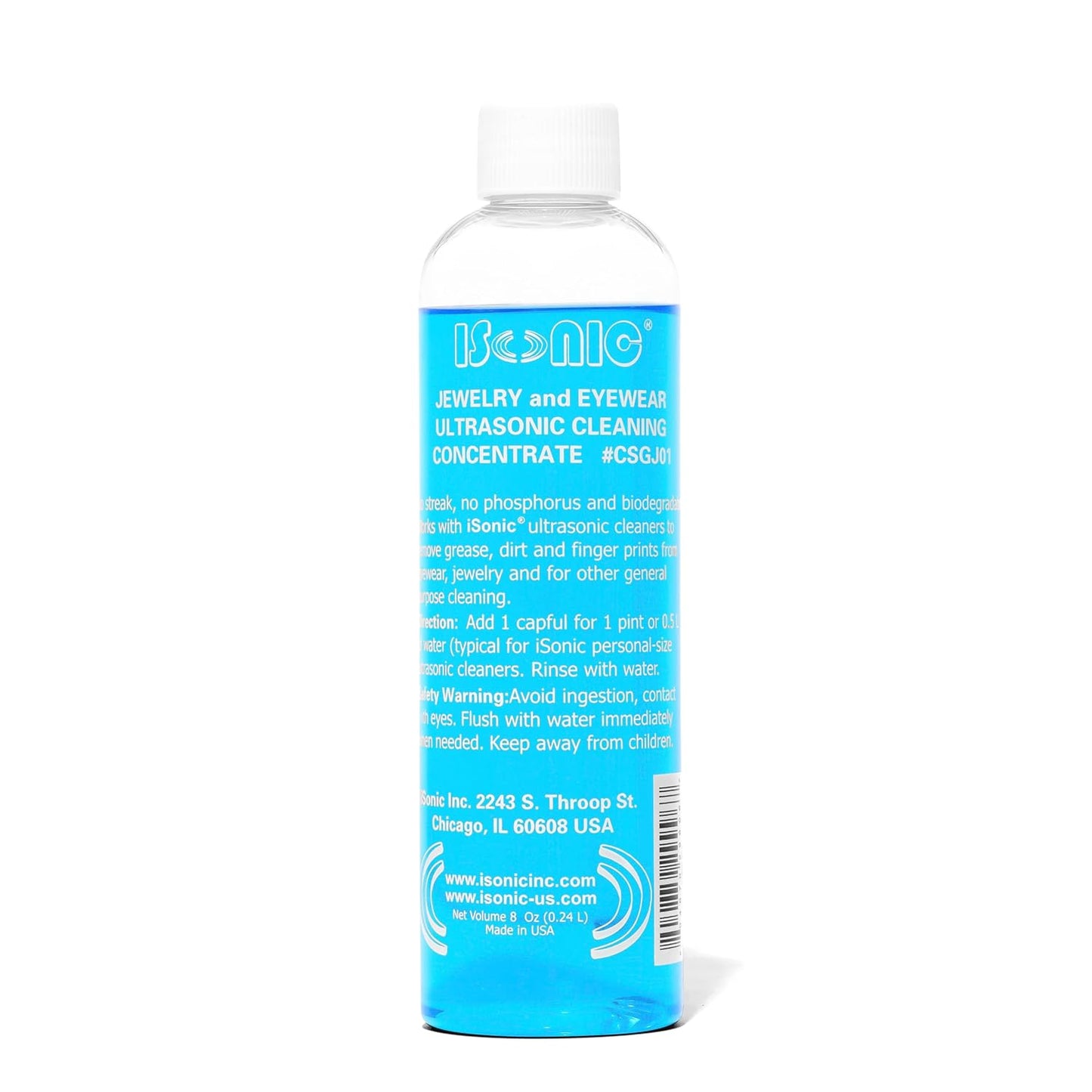 iSonic Ultrasonic Jewelry & Eyeglass Cleaner Solution Concentrate - Professional Cleaning Liquid for Ultrasonic Machine - Clean Gold, Silver, Diamond, Watch, Glasses, Eye Wear, 8-oz
