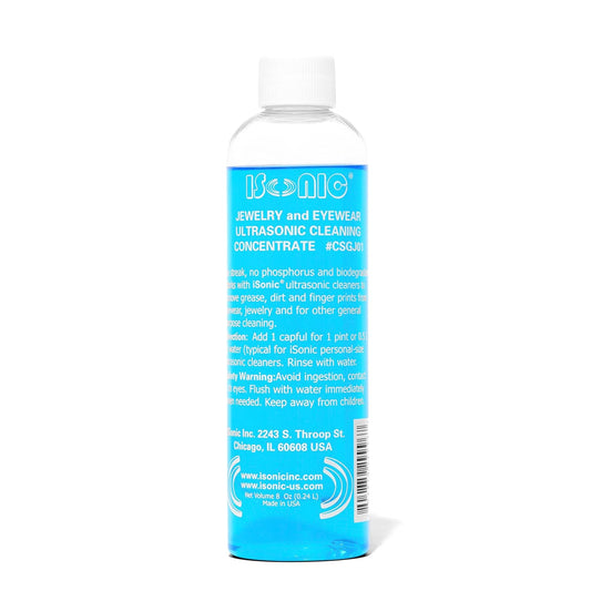 iSonic Ultrasonic Jewelry & Eyeglass Cleaner Solution Concentrate - Professional Cleaning Liquid for Ultrasonic Machine - Clean Gold, Silver, Diamond, Watch, Glasses, Eye Wear, 8-oz