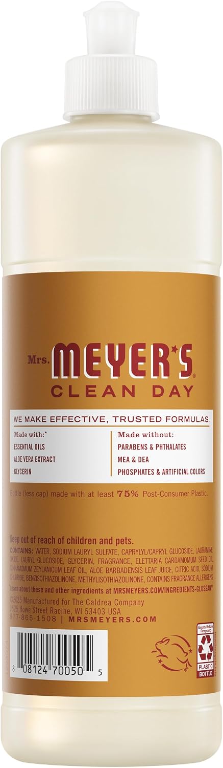 MRS. MEYER'S CLEAN DAY Liquid Dish Soap, Apple Cider Scent, 16 Fl Oz Bottle - 3 Pack
