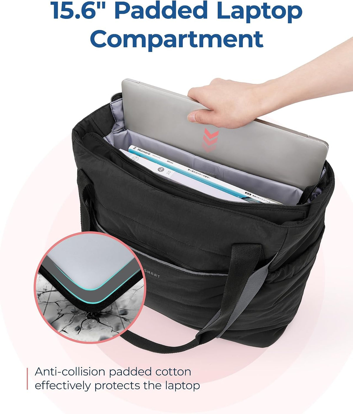 BAGSMART Tote Bag for Women with Zipper and Yoga Mat Straps