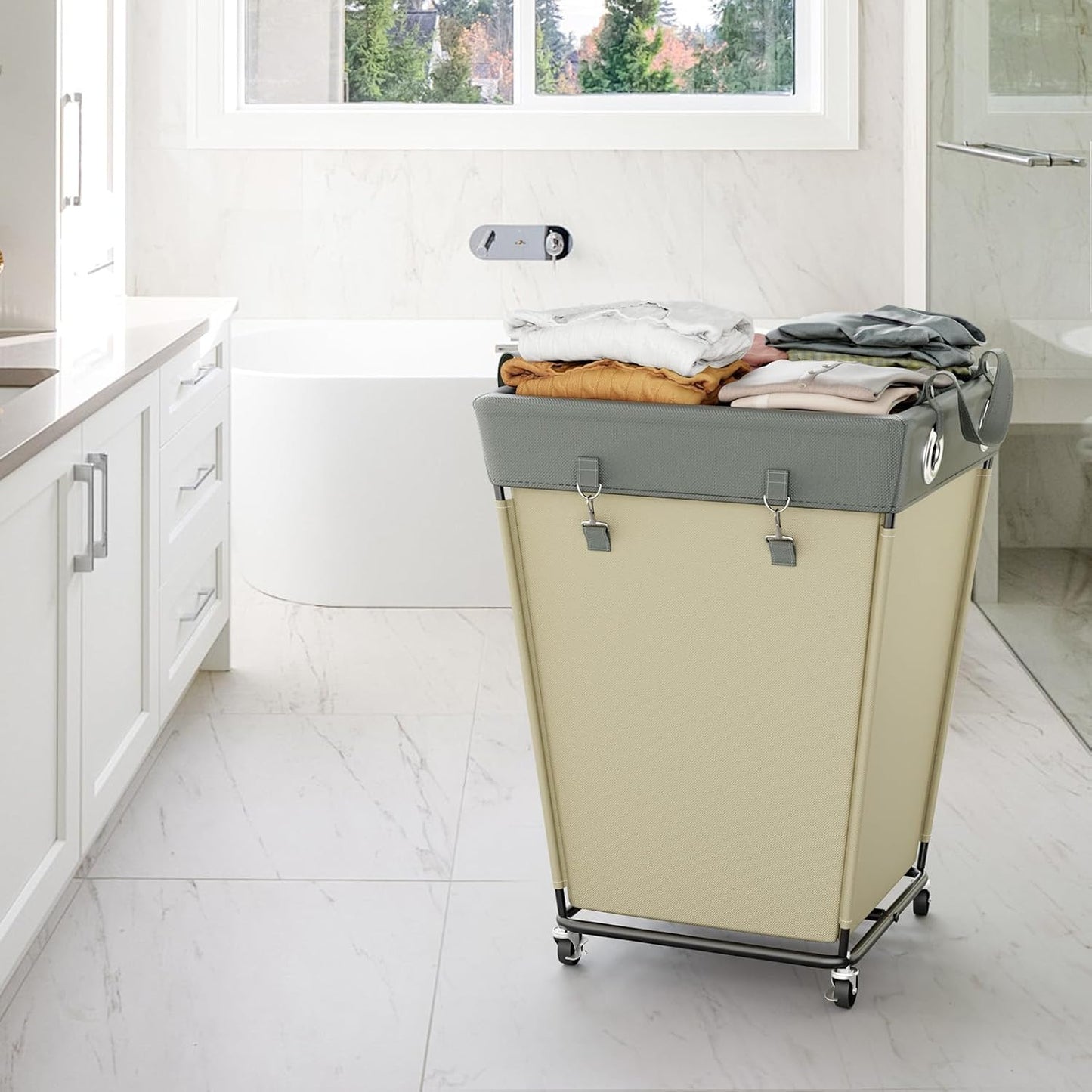 HILIUS Laundry Hamper with Wheels 210L Large Hamper Rolling Laundry Basket