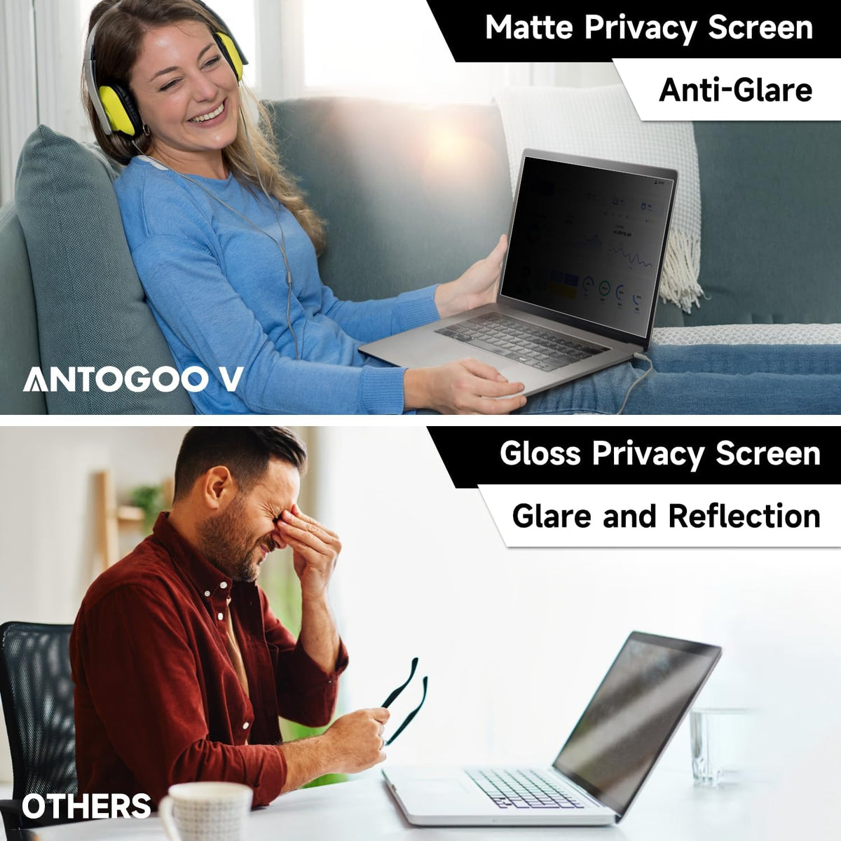 14 Inch 16:10 Laptop Privacy Screen Filter, Anti Blue Light Glare & Anti Scratch Computer Privacy Shield for 14" with 1920x1200 Aspect Ratio Laptop