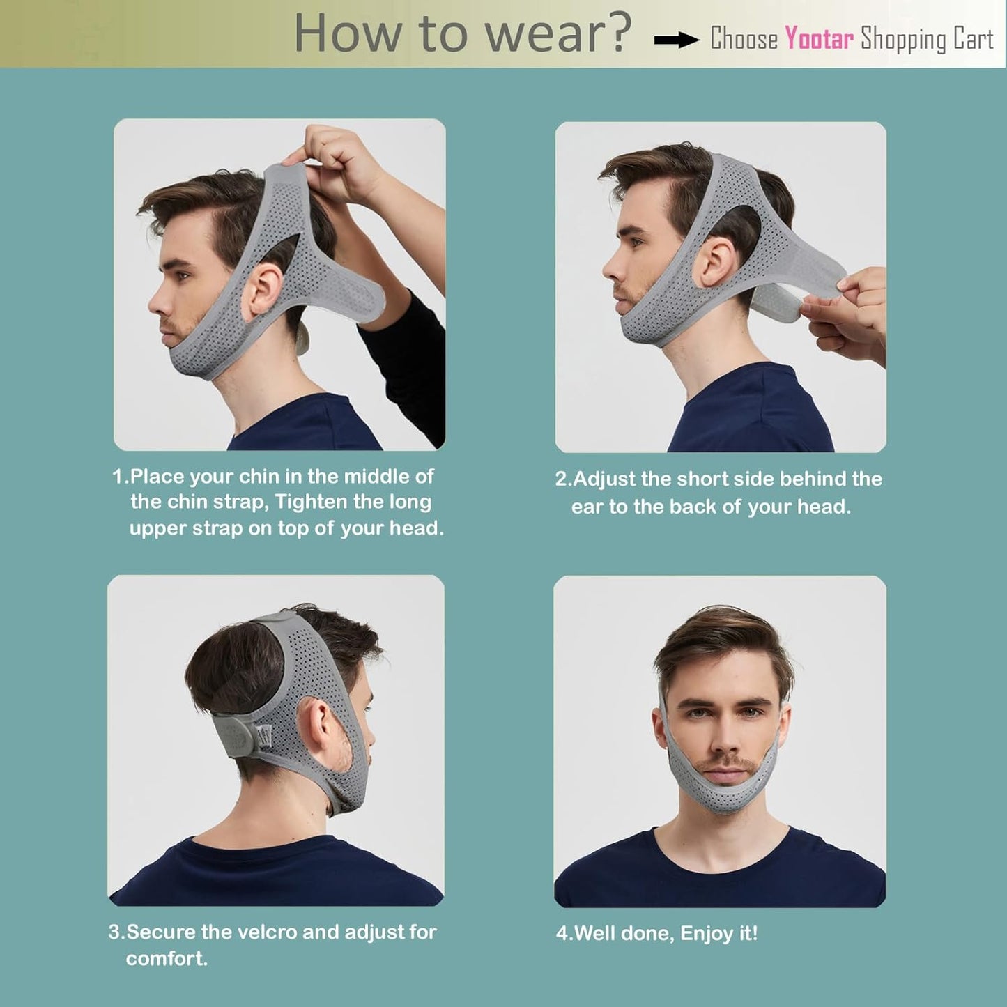 Chin Strap for Cpap Users, 2 Pack Black & Grey Comfortable Mesh Anti Snoring Chin Straps for Men Women, Upgraded Adjustable Cpap Chin Strap to Keep Mouth Closed While Sleeping(2 Pack), Medium