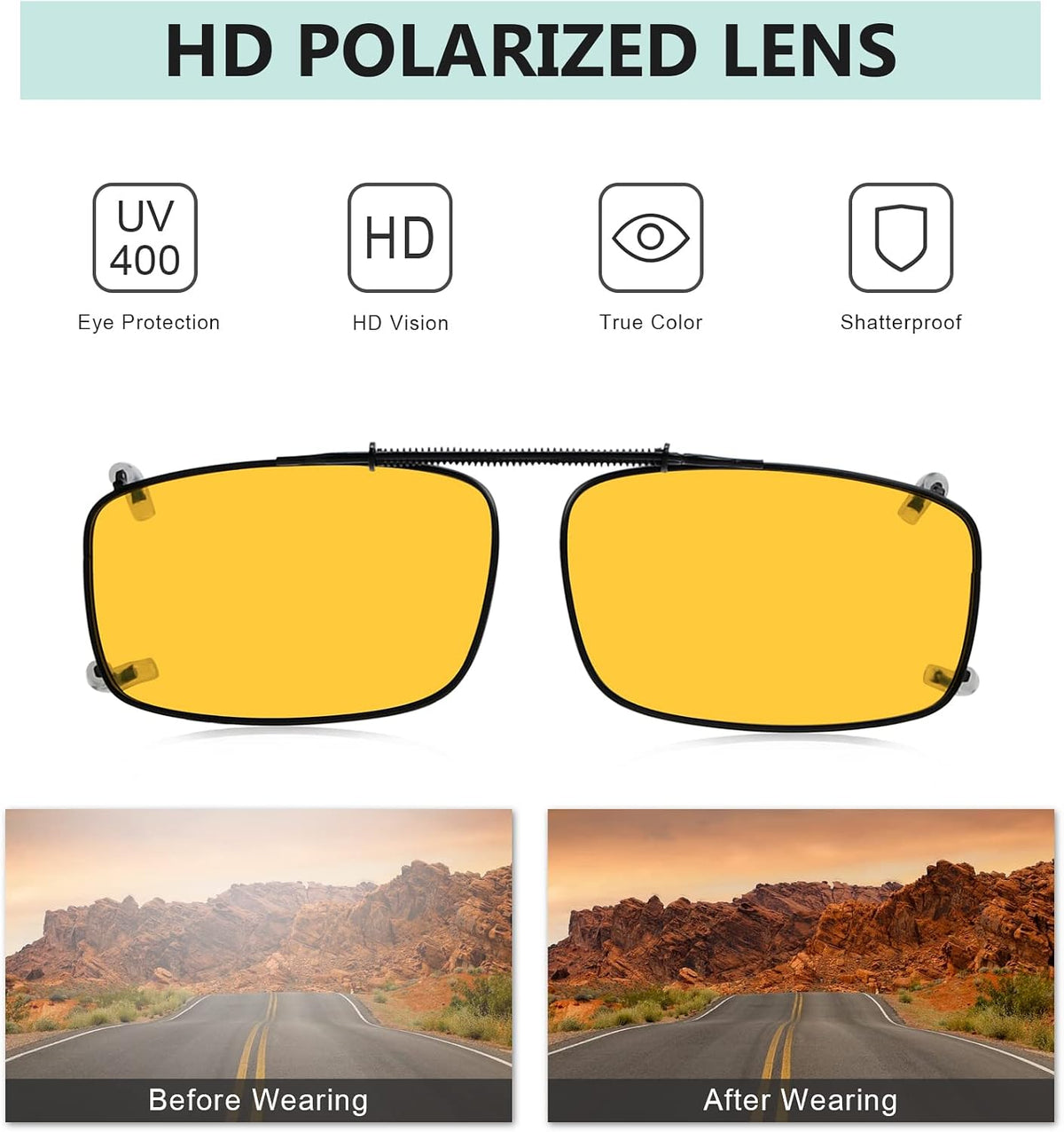 Eyekepper Clip on Sunglasses Over Eyeglasses for Men, 54 * 34MM