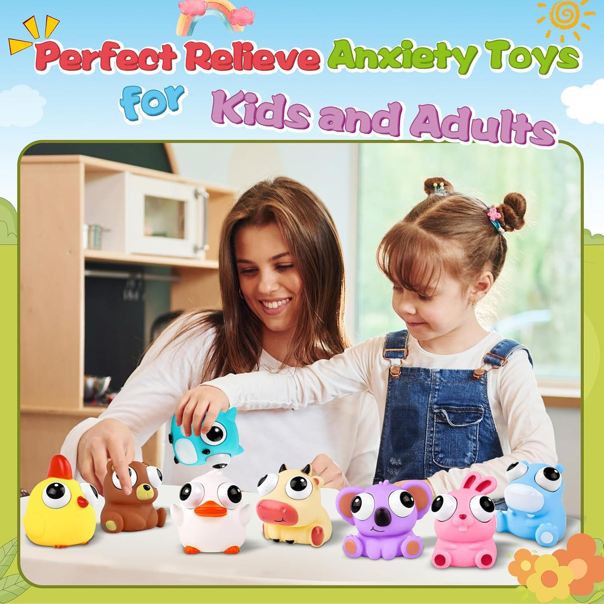 8 Pack Animal Squishy Fidget Toys, Cute Squishies Toys for Kids Adults