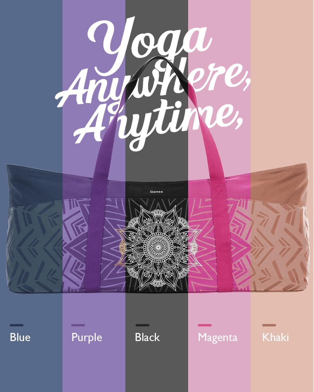 Gonex Yoga Mat Bag For Women, 60L Extra Large Pilates Mat & Blocks Carrier