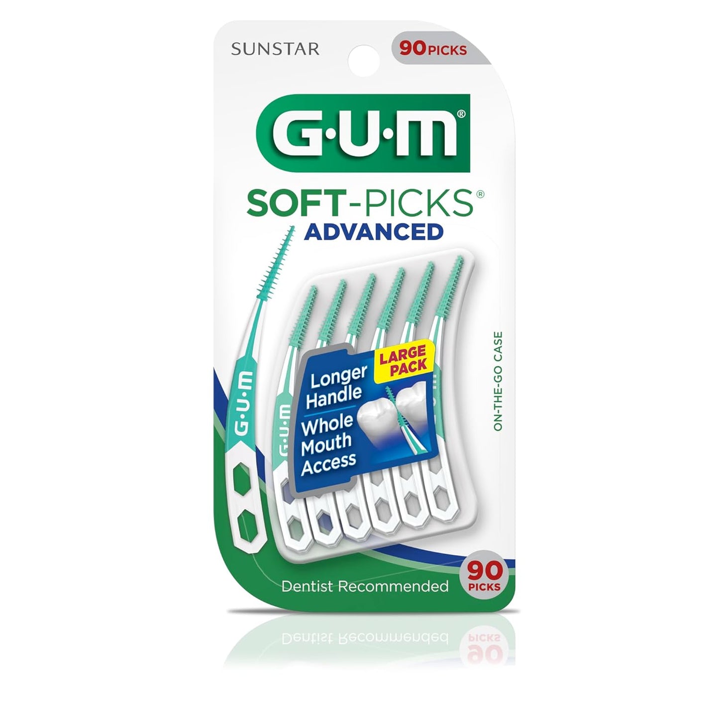 GUM Soft-Picks Advanced – Easy-to-Use Interdental Picks for Plaque Removal & Gum Health with Convenient Carry Case, Dentist Recommended, 90 Count (Pack of 3) 270 Total