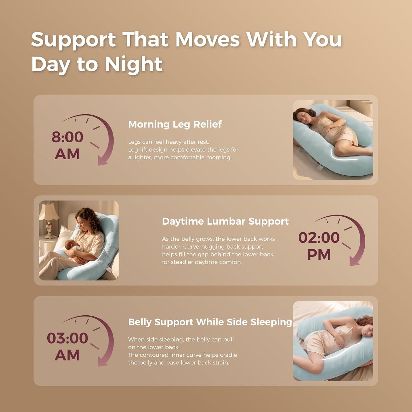Momcozy Pregnancy Pillows for Sleeping, U Shaped Full Body Maternity Pillow with Removable Cover - Support for Back, Legs, Belly, HIPS for Pregnant Women, 57 Inch Pregnancy Pillow, Cotton Blue