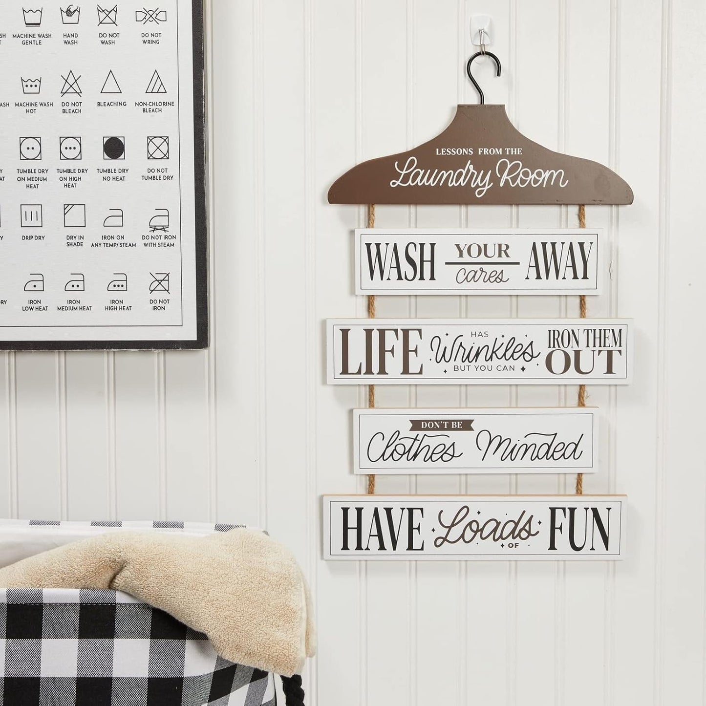 Farmlyn Creek Laundry Room Organization Sign - 12 x 20 in, Black Rustic Farmhouse - Laundry Wisdom Sign, Rustic Farmhouse Decor & Wall Decor