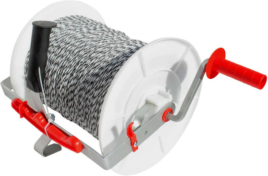 1 Pack 3:1 Geared Electric Fencing Maxi Reel with 3281ft Premium Polywire 6 Conductors Plus 1 Free 8 inch Insulgrip