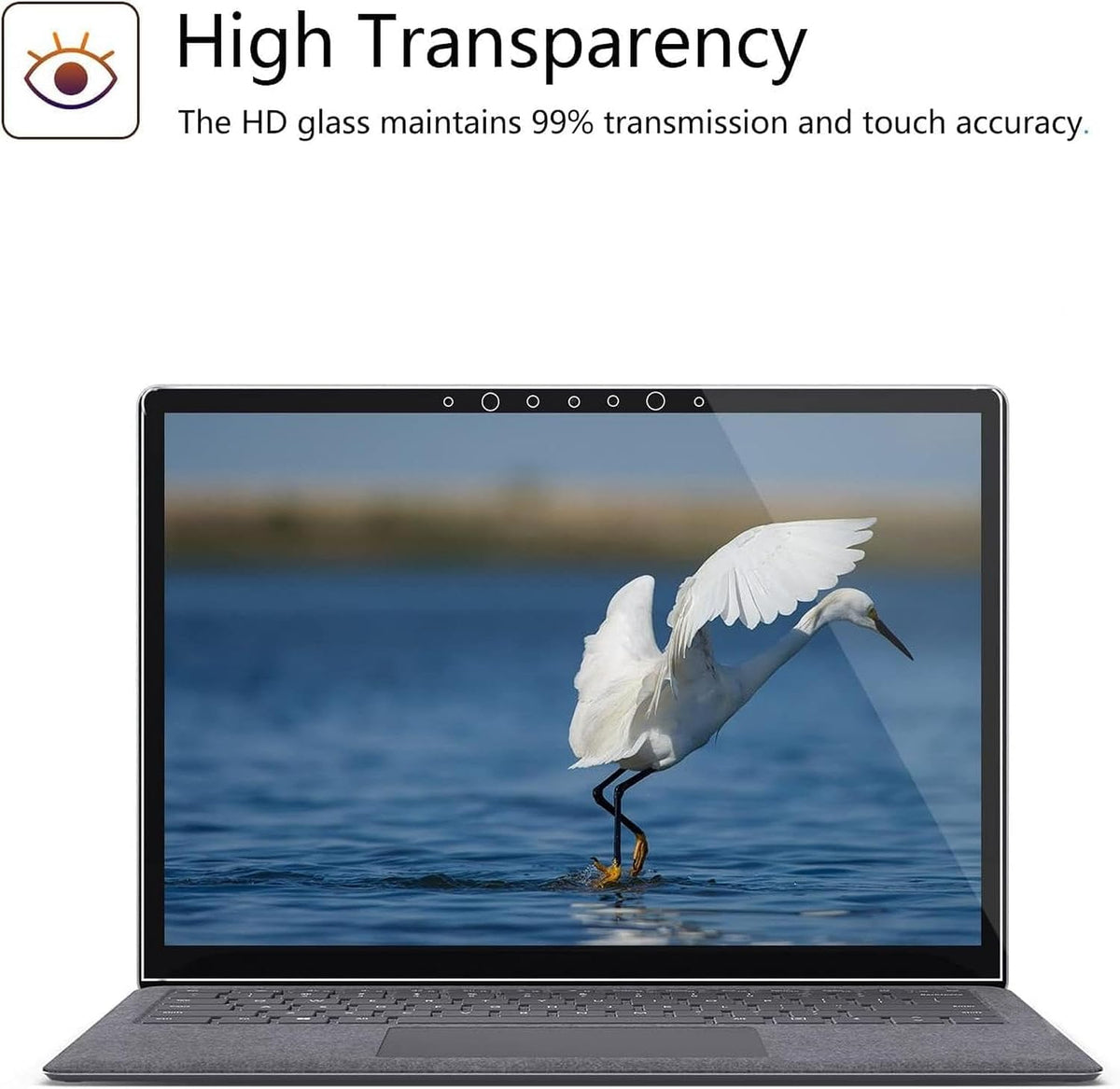 Megoo Screen Protector for Microsoft Surface Laptop 6/5/4/3 (15 inch), Tempered Glass/Anti Shatter/Anti scratch/Smudge Resistant/HD Clear, Support Surface Pen