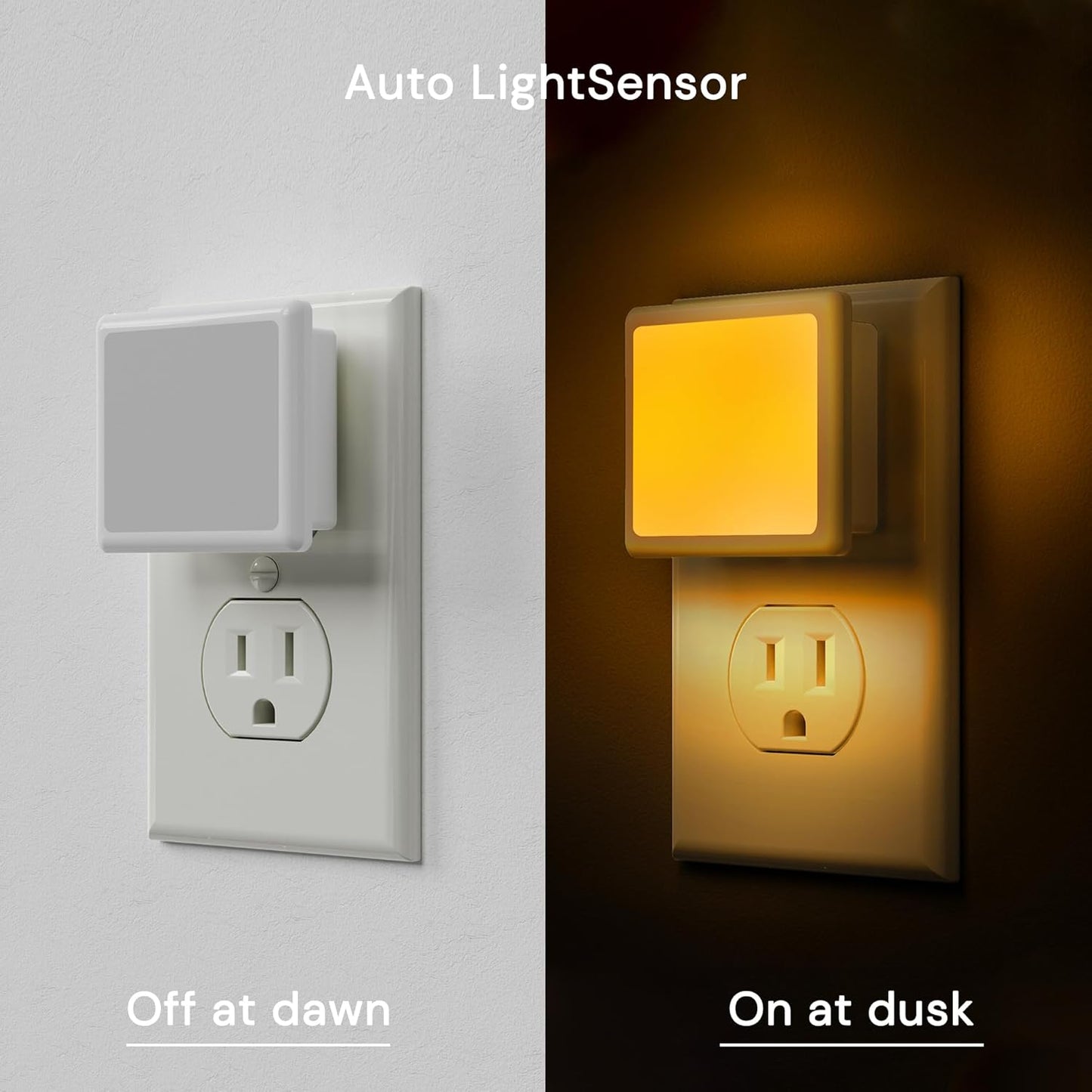 L LOHAS LED 3CCT Night Lights Plug into Wall 2-Pack, 0.3W Plug in Night Light, Dusk to Dawn, Bright Nightlight Auto-On/Off, for Adults Kids Room Bedroom Bathroom Hallway Kitchen