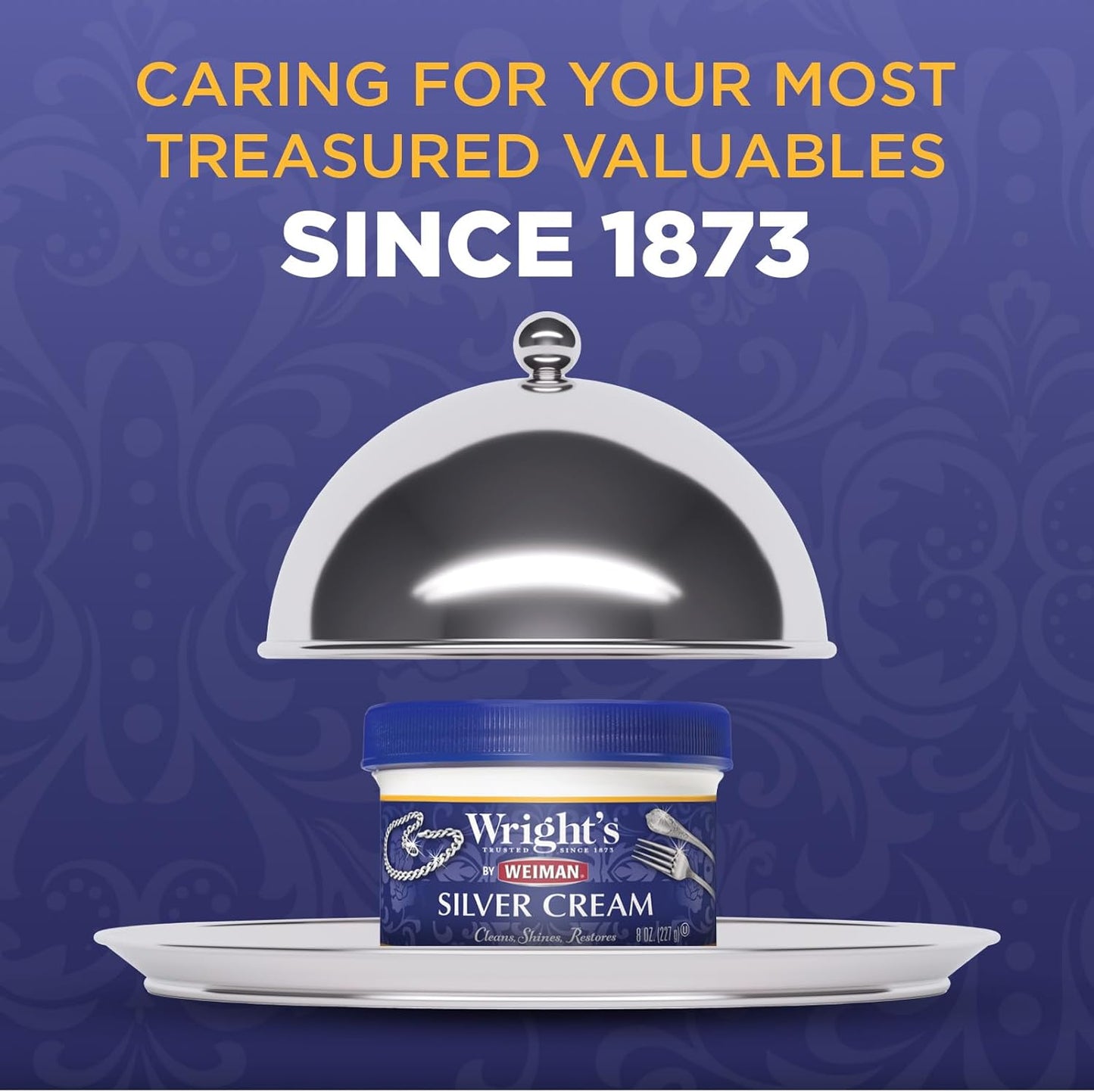 Wright's by Weiman Silver Cleaner and Polish Cream with Polishing Cloth, Ammonia-Free, Gently Clean & Remove Tarnish without Scratching