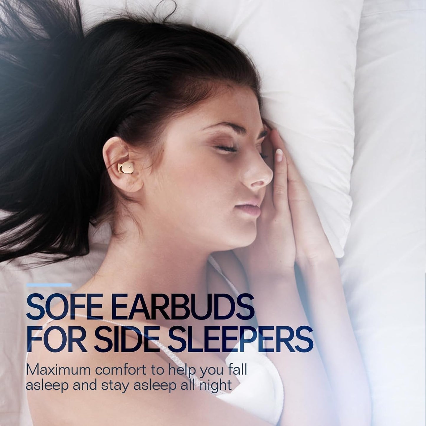 Invisible Sleep Headphones,Sleep Earbuds for Side Sleepers,Small Comfortable Fit Noise Blocking Sleep Earbuds,Bluetooth 5.3 Wireless Earphones, in-Ear Ear Buds for Sleeping (Beige)