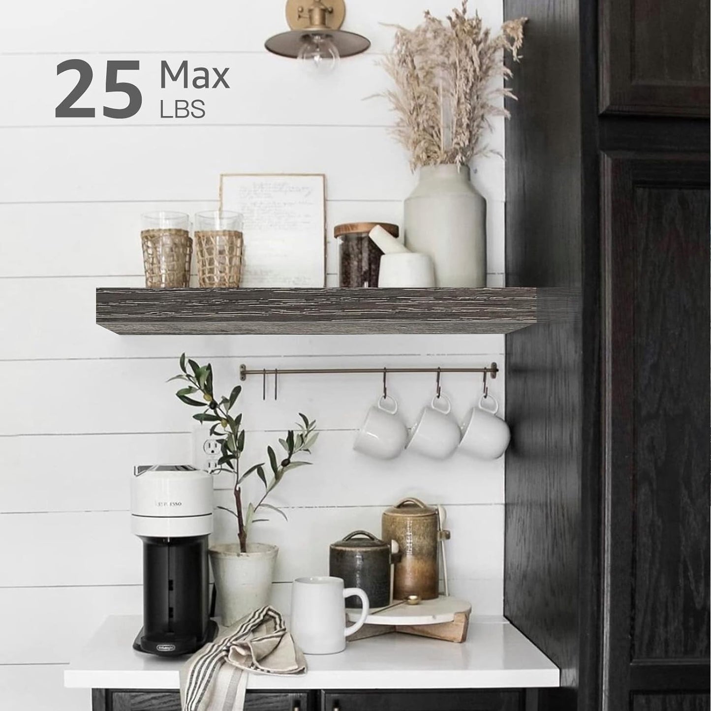 QEEIG Floating Shelves for Wall Bathroom Shelf Bedroom Kitchen Living Room Hanging Book Shelves Small Farmhouse Decor 16 inch Set of 3, Grey (015-GY3)