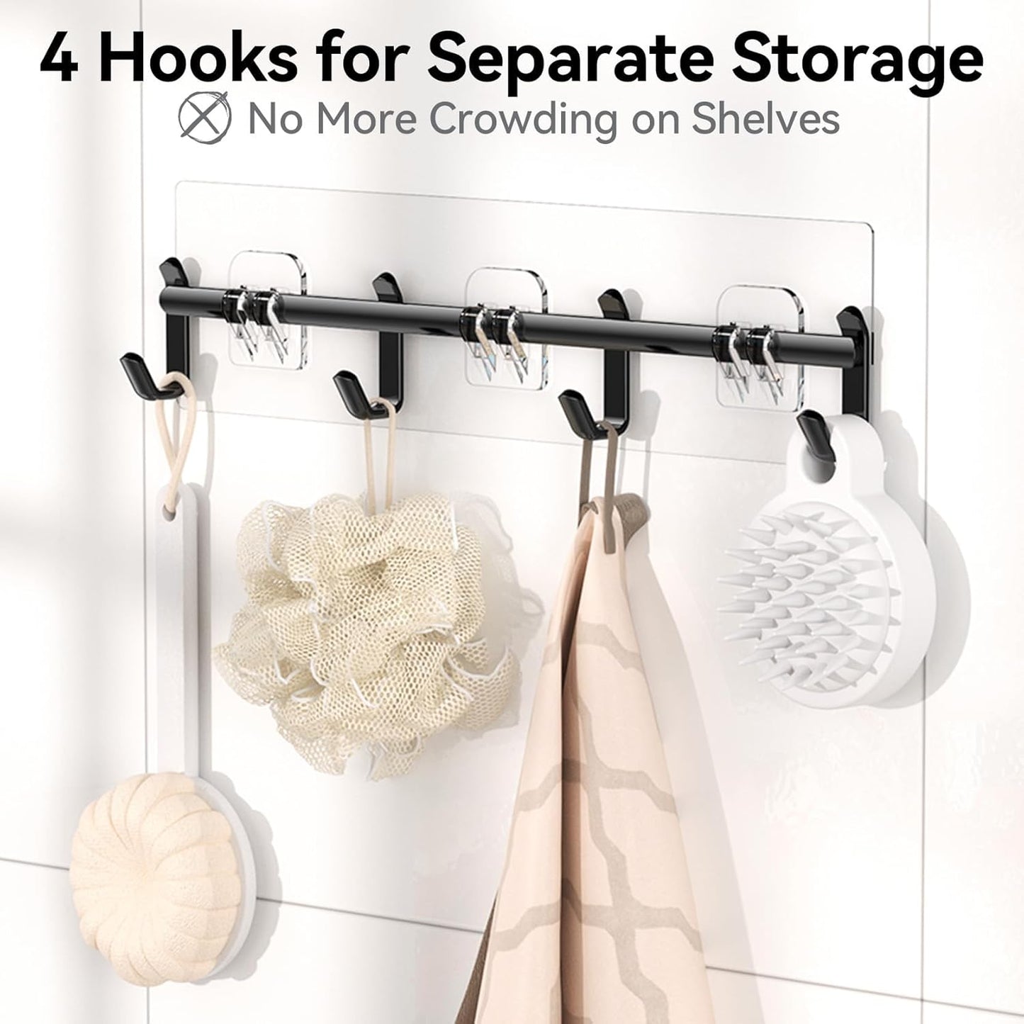 YASONIC Shower Caddy Adhesive, 100% Rustproof Shower Organizer with Soap Holder, Large Capacity Shower Shelves for Inside Shower, No Drilling Bathroom Organizers and Storage for Home Decor 6 Pack