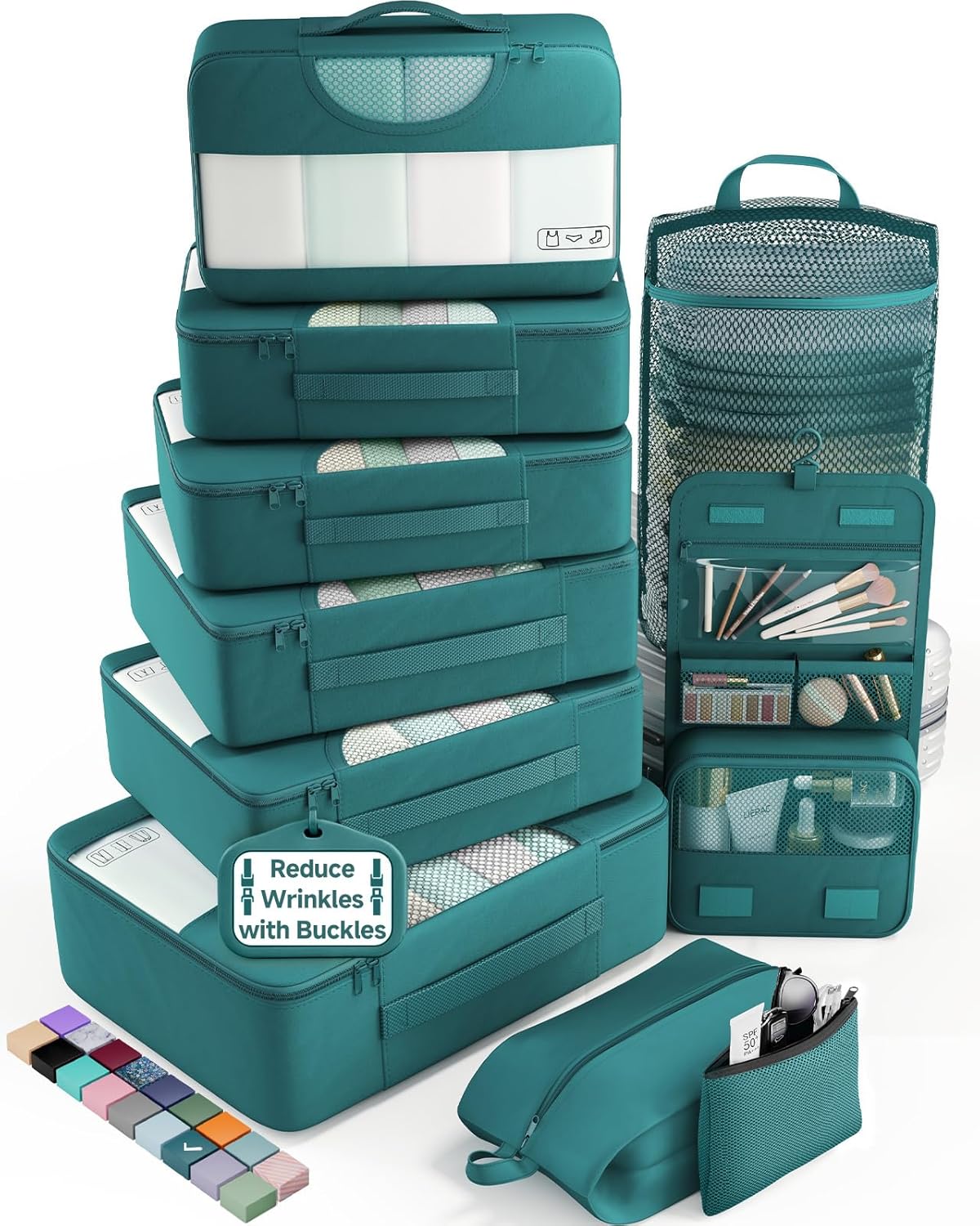 Veken 10 Set Packing Cubes for Travel Essentials, Suitcase Organizer Bags in 4 Sizes, Carry-On Luggage Accessories with Laundry Bag, Airplane Must Have, Gifts for Women Men