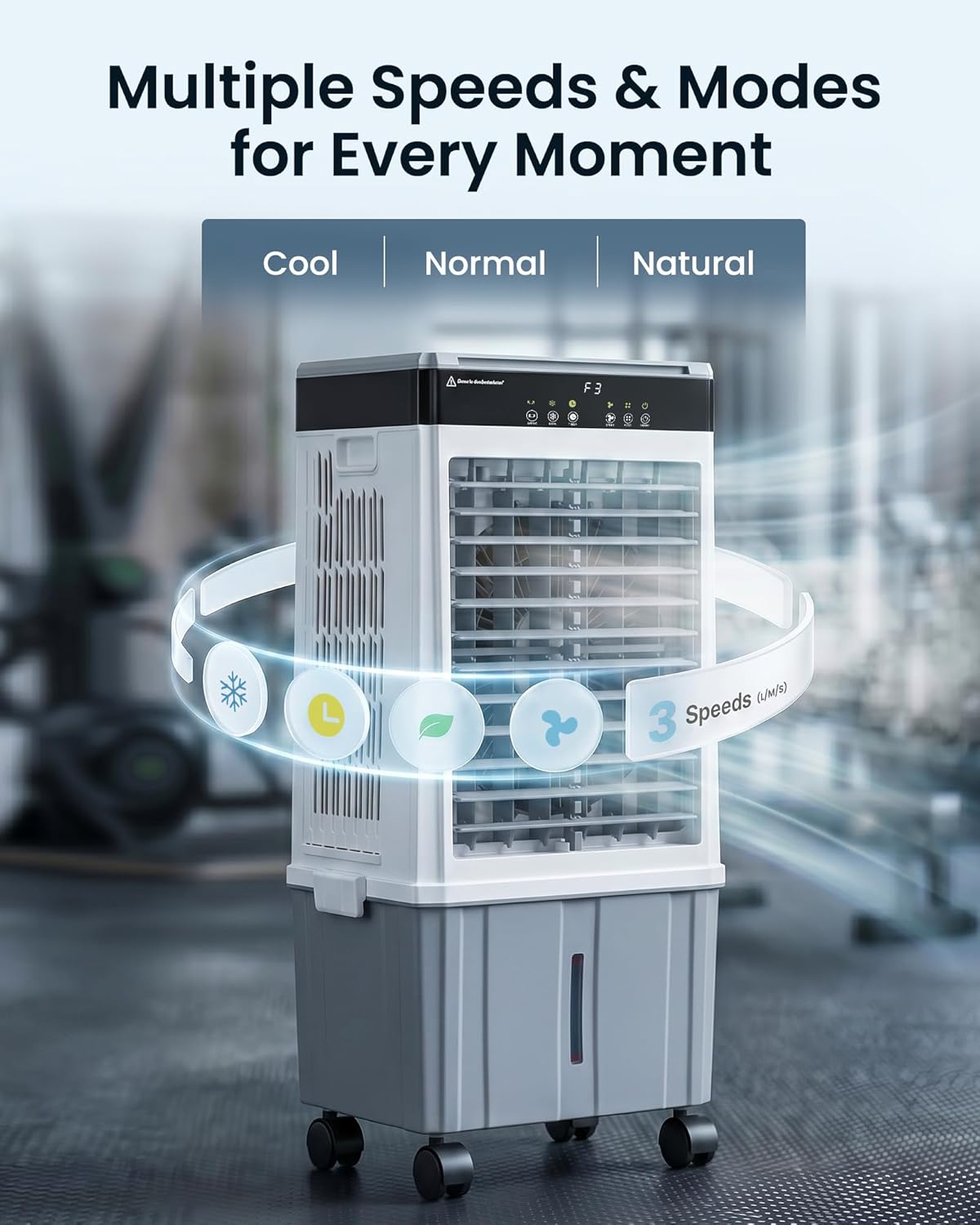 Air Choice Swamp Cooler, 3000CFM 31" Evaporative Air Cooler, 5.5Gal Removable Tank & 4 Ice Box, 120° Oscillation, 3 Speeds, Remote, 12H Timer, 3-in-1 Air Cooling Fan for Outdoor, Office, Bedroom, Grey