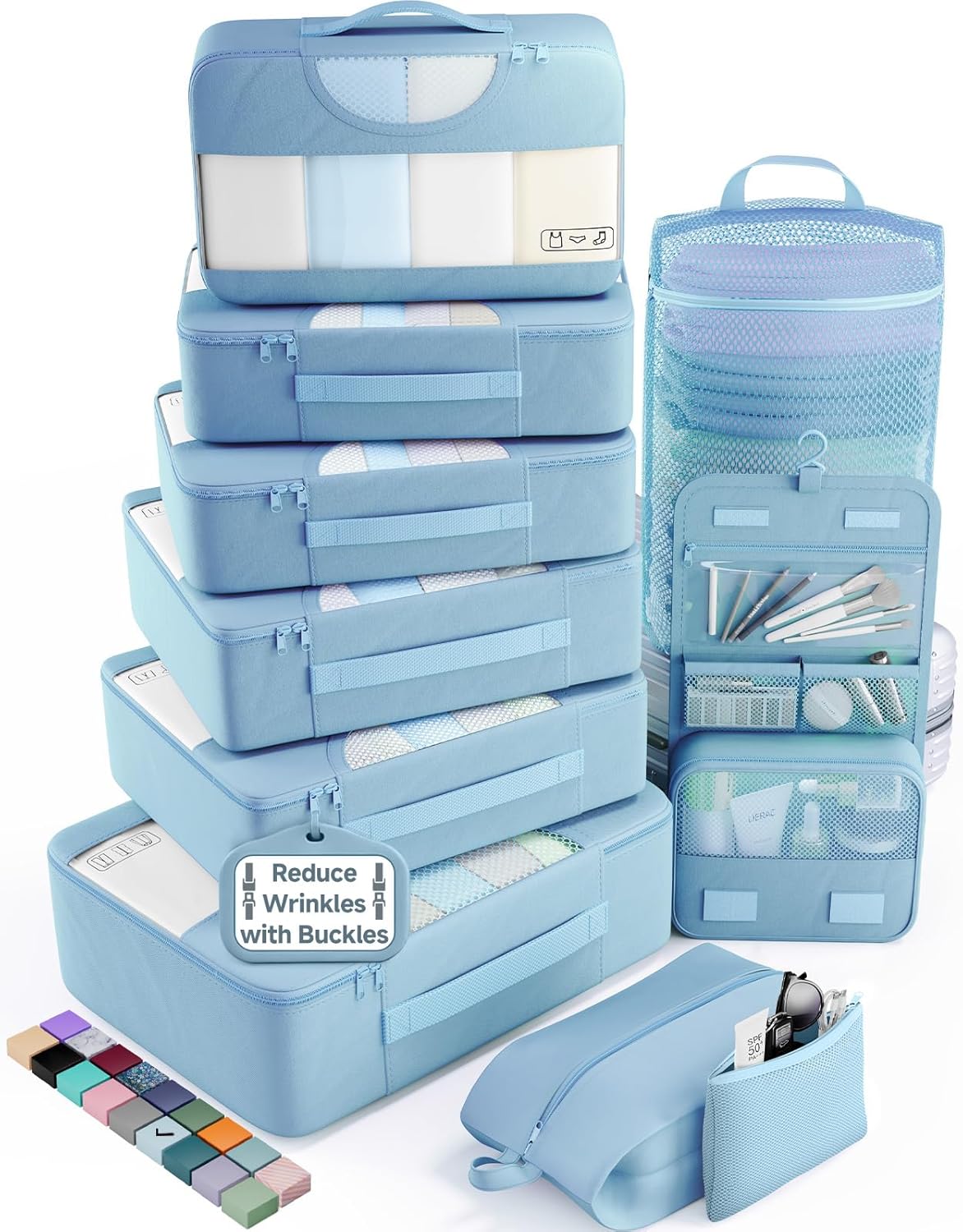 Veken 10 Set Packing Cubes for Travel Essentials, Suitcase Organizer Bags in 4 Sizes, Carry-On Luggage Accessories with Laundry Bag, Airplane Must Have, Gifts for Women Men