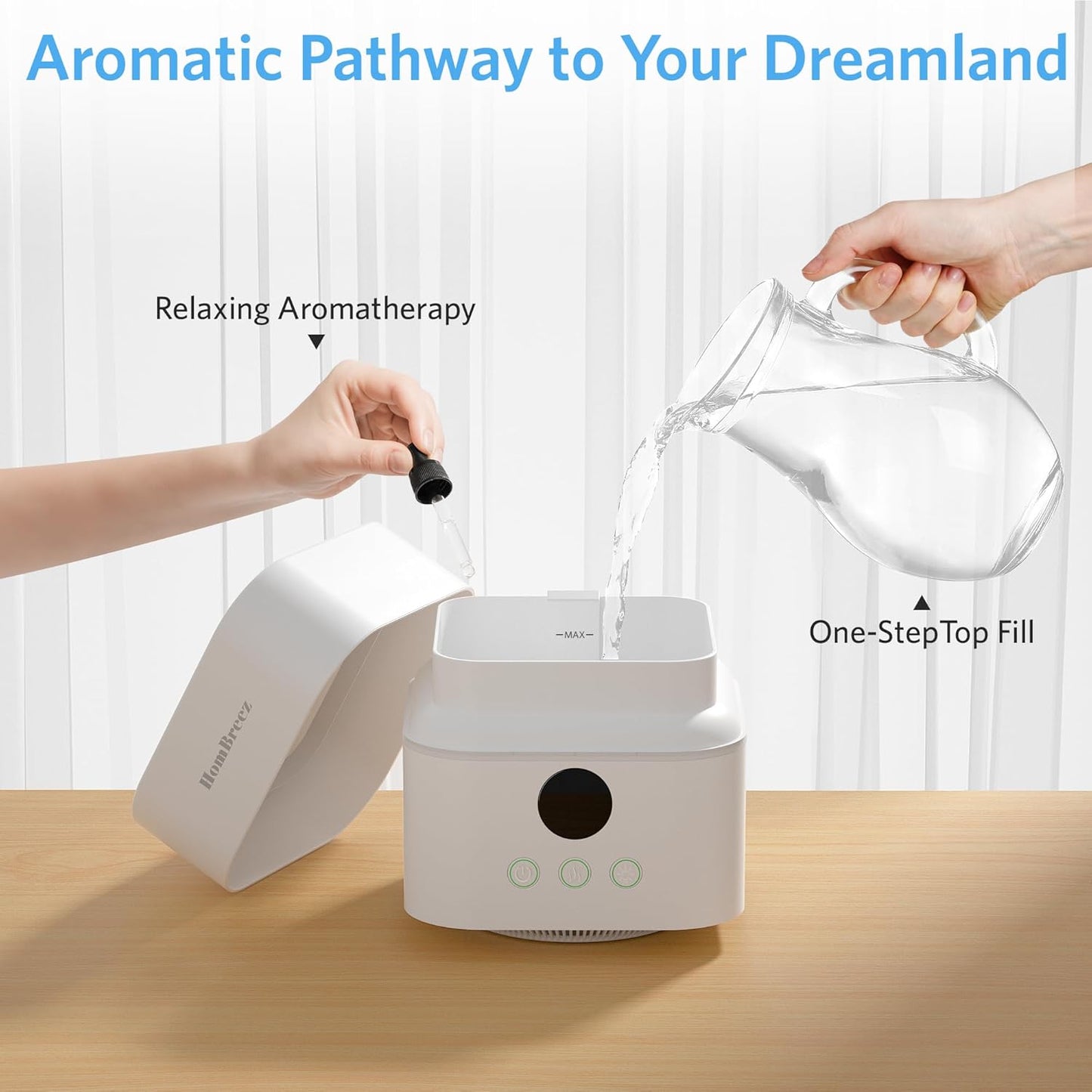 Air Purifier and Humidifier Combo for Bedroom, Covers Up to 200ft², H13 True HEPA Filter, 400ML Water Tank, Quiet Cool Mist Top Fill Essential Oil Diffuser for Baby, Pet Room, APP Control