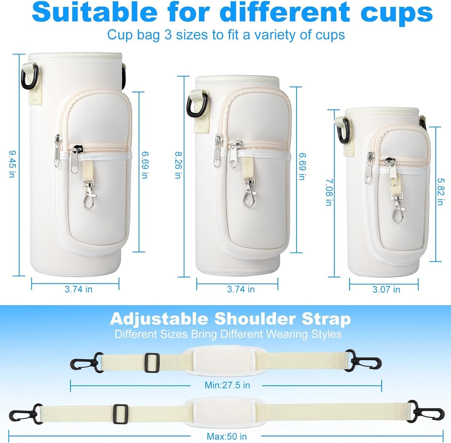 RRegeny Water Bottle Holder with Strap for Hydroflask 32oz 40oz, Carrier Sling Bag with Phone Pocket Water Bottle Sleeve for Men Women Hiking Camping Travelling
