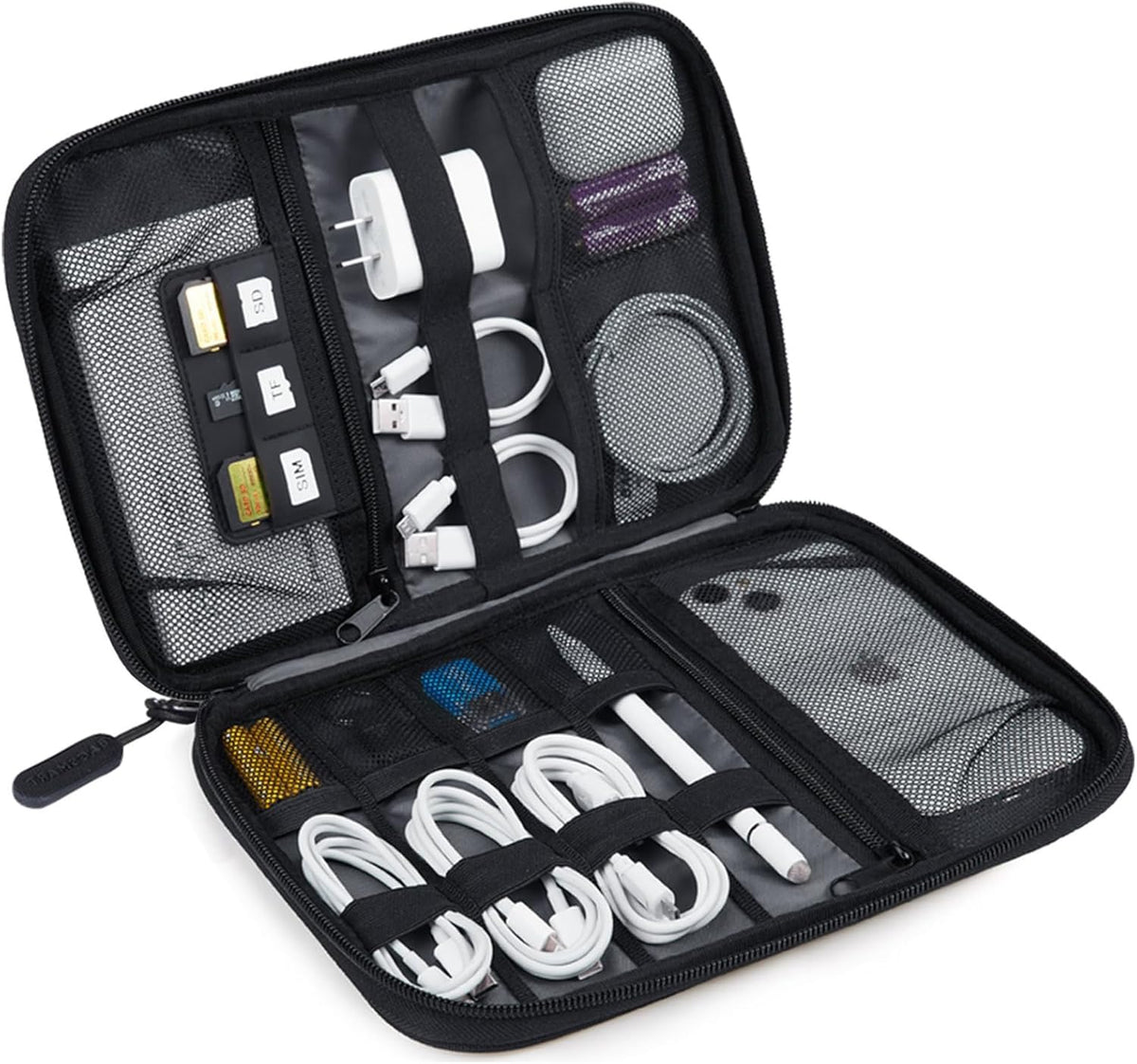 BAGSMART Large Electronics Organizer Travel Case, Travel Cable Organizer Bag for Travel Essentials, Travel Tech Organizer as Travel Accessories, Cord Organizer for Phone, Power Bank SD Card, Blue